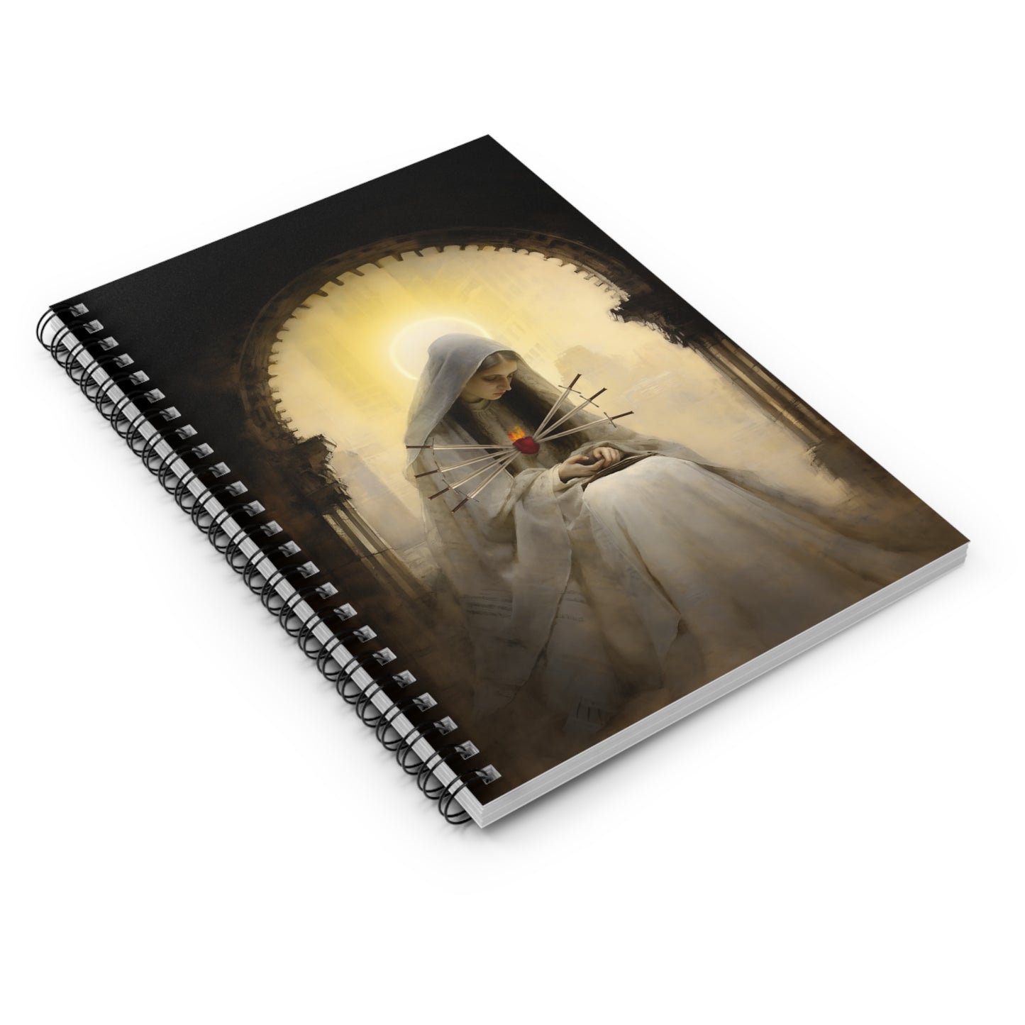 Our Lady of Sorrows Journal - Sanctified Souls Art - Religious Based Notebook - Spiral Notebook - Ruled Line - The Virgin Mary