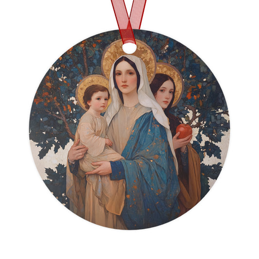 New Eve / Mary, The New Eve - Mother Mary Title - Marian Art  -  Metal Ornament - Religious Holiday Christmas Ornament