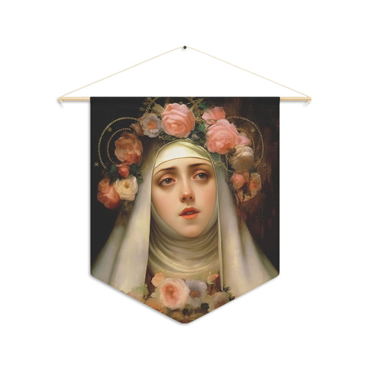 Saint Rose of Lima Wall Banner / Wall Hanging - Unique Religious Art for your home - Prayer room - Catholic Home Art - 18" x 21"