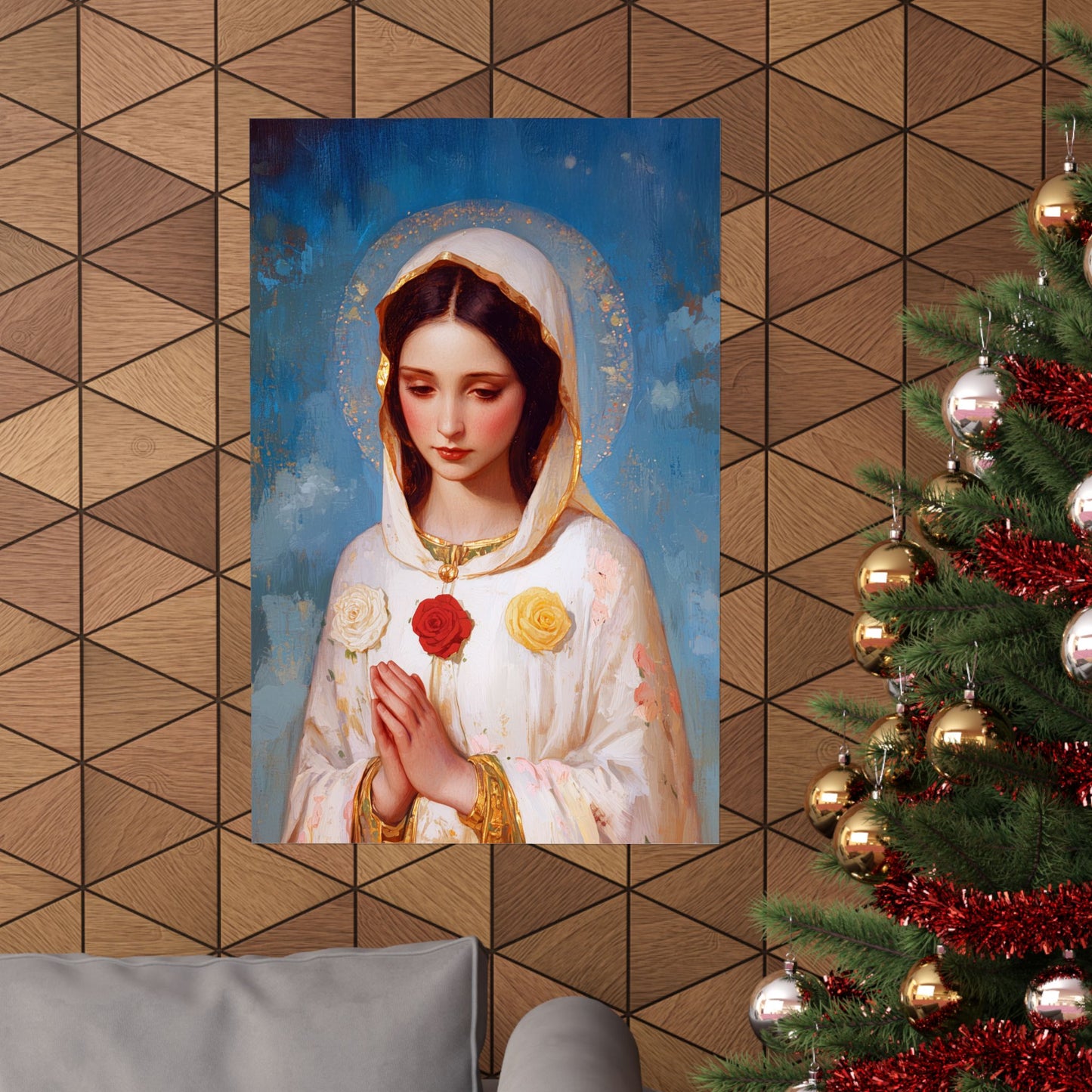 Rosa Mystica - Mystical Rose - Mother Mary - Marian Art - Sanctified Souls Print - Multiple Sizes - Premium Vertical Posters