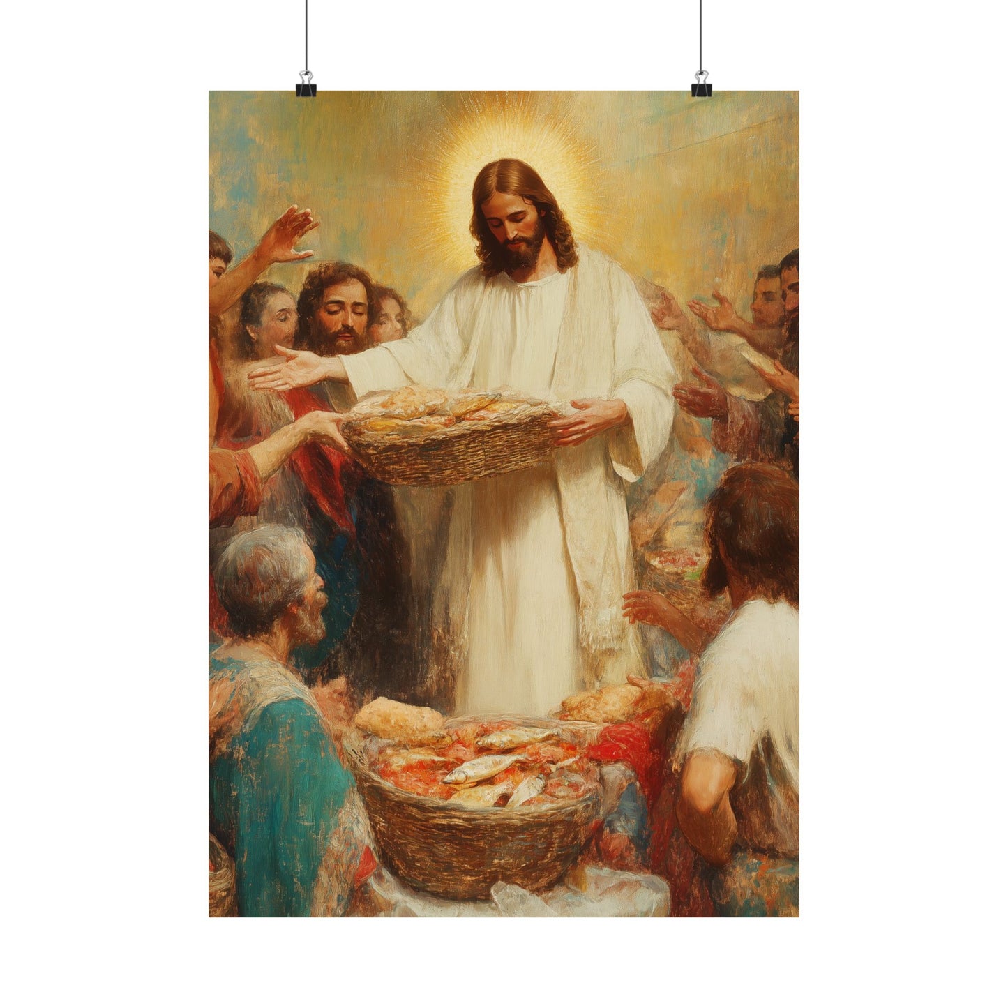 The Quiet Multiplication of Love : Loaves and Fishes - Sanctified Souls Print - Multiple Sizes - Premium Matte Vertical Posters