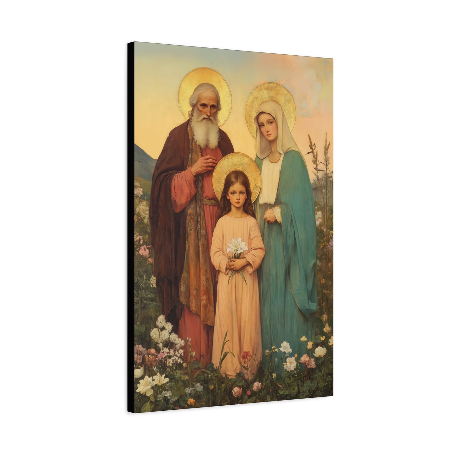 Saints Joachim and Anne with Young Mary - Gallery Wrapped Canvas - Print - Religious Art for your Home - Catholic Art