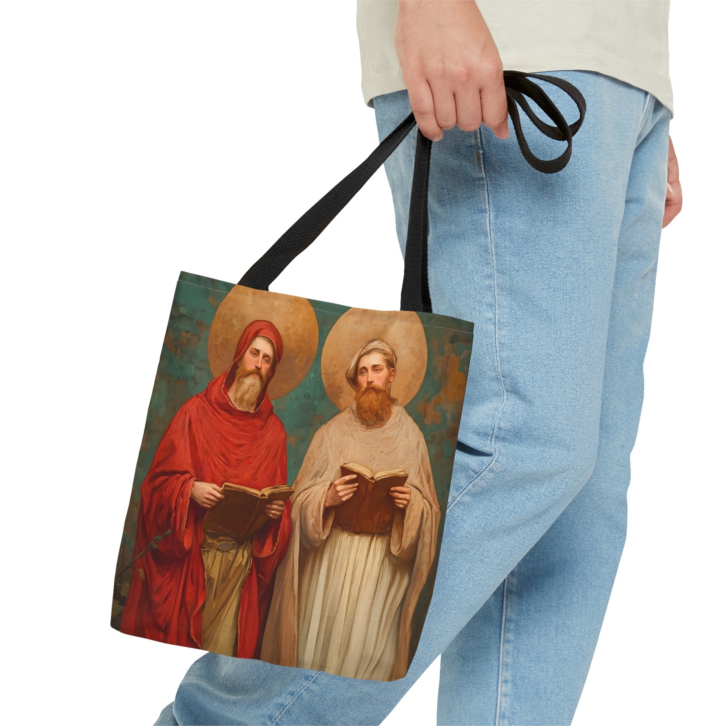 Saints Cosmas and Damian - Tote Bag - Large Medium Small Faith Art Bag - Bible Study Faith Purse - Double Sided Prayer Tote