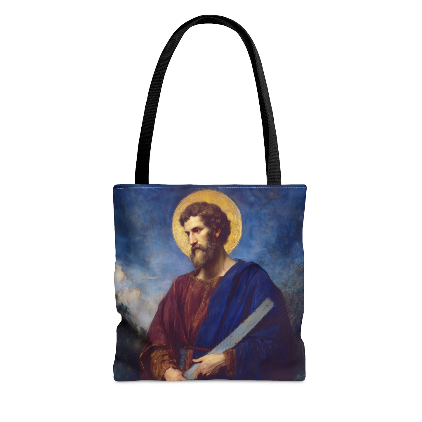 Saint Simon the Apostle / Simon the Zealot Tote Bag - Large Medium Small Faith Art Bag - Catholic Faith Purse - Double Sided