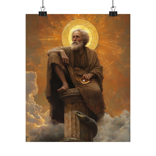 Saint Simeon Stylites - Sanctified Souls Print - Multiple Sizes - Premium Posters - Catholic Art - Christian Home Decor Artwork
