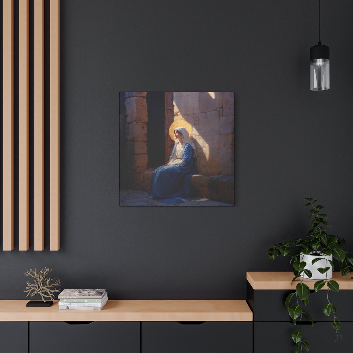 The Quiet Fiat That Split the Darkness, Mary's Yes - Gallery Wrapped Canvas - Print - Religious Art for your Home - Catholic Art