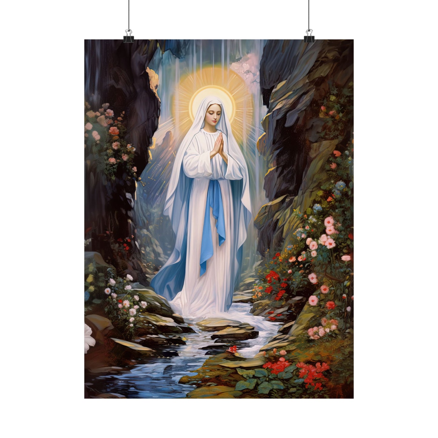 Our Lady of Lourdes - Sanctified Souls Print - Multiple Sizes - Premium Matte Vertical Posters