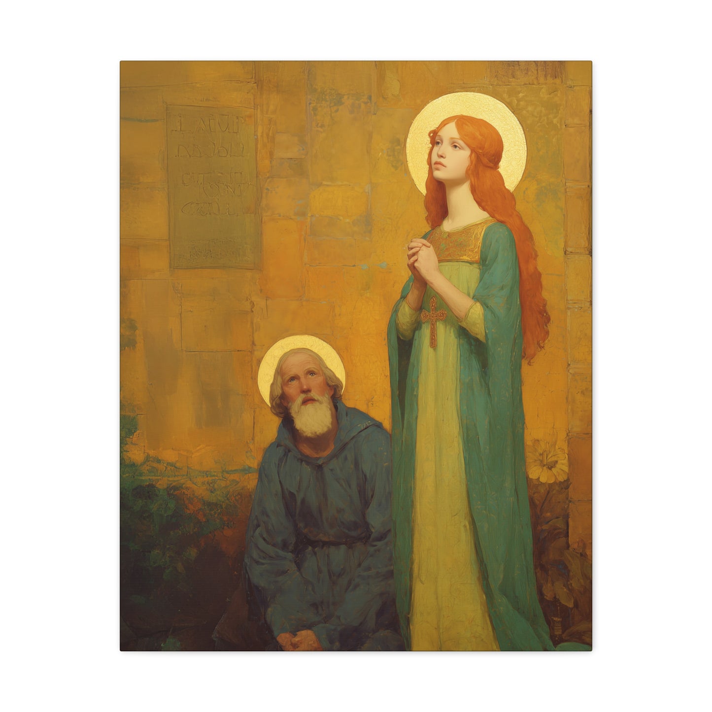 Saints Justina and Cyprian - Multiple Sizes - Catholic Home art - Museum Wrapped Canvas - Sanctified Souls Print - Catholic Martyr Art