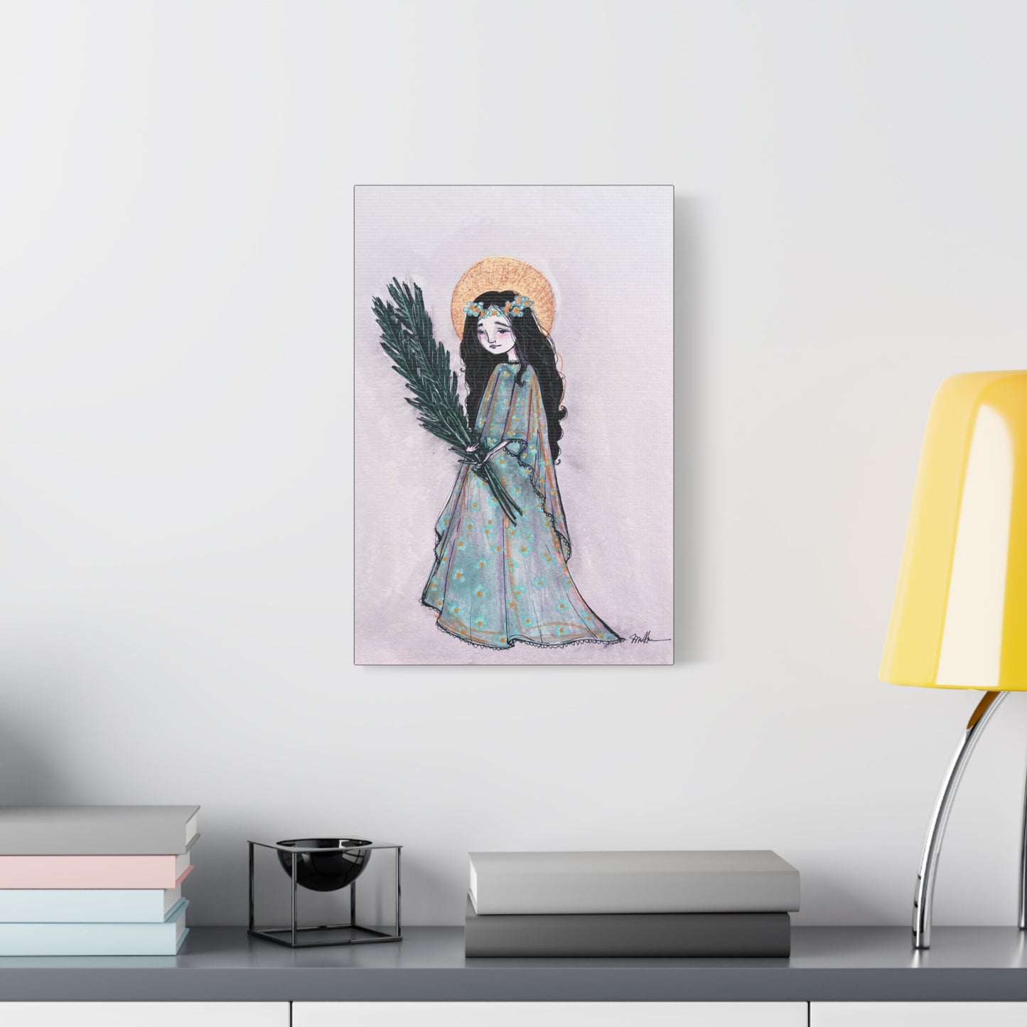 Saint Faith Canvas Print - Hand-Drawn Art - Catholic Print | Faith Hope and Charity Sacred Art | Sanctified Solocosmo Religious Artwork