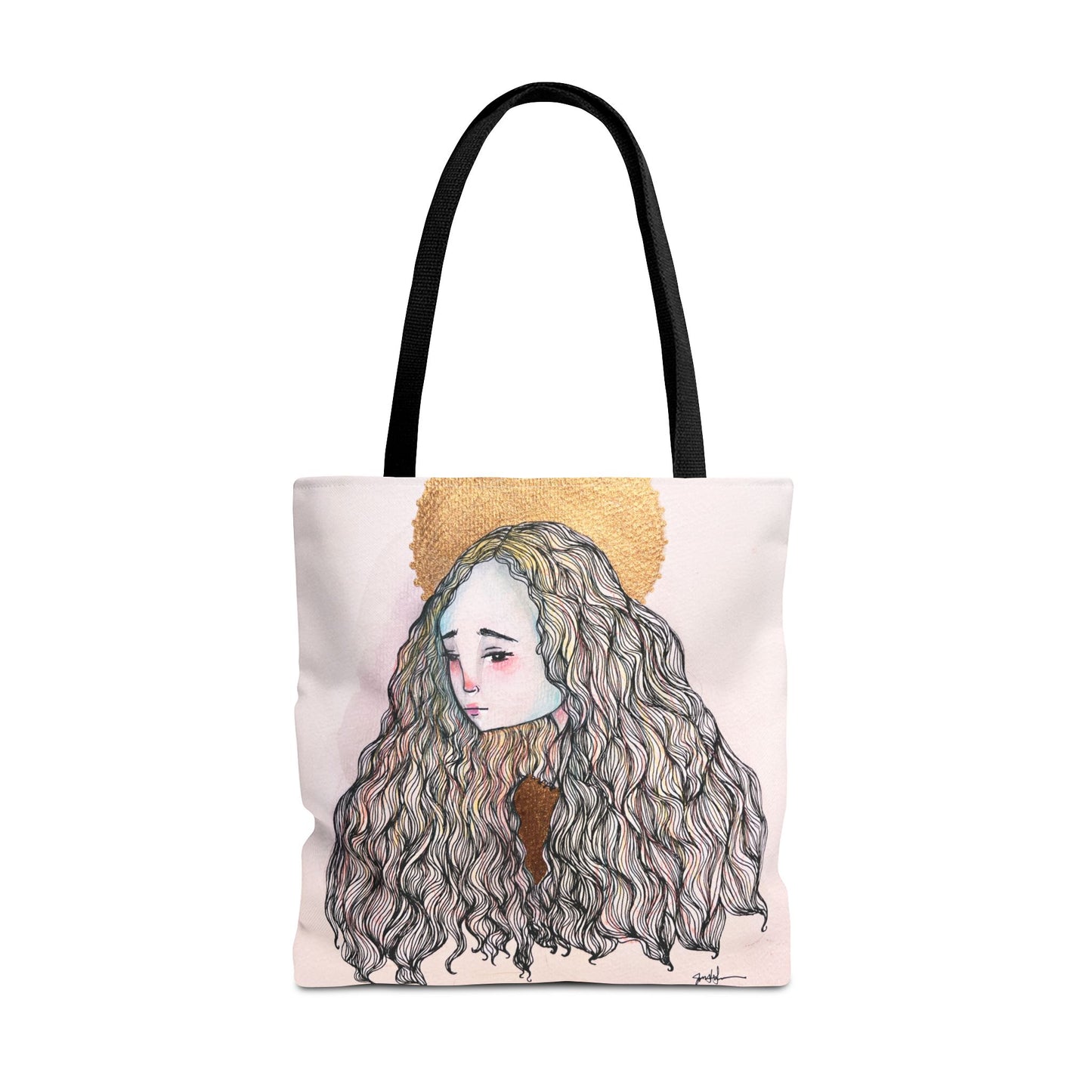 Saint Philomena Tote - Hand-Drawn Catholic Art - Prayer Bag | Christian Devotional Tote | Sanctified Solocosmo Religious Tote