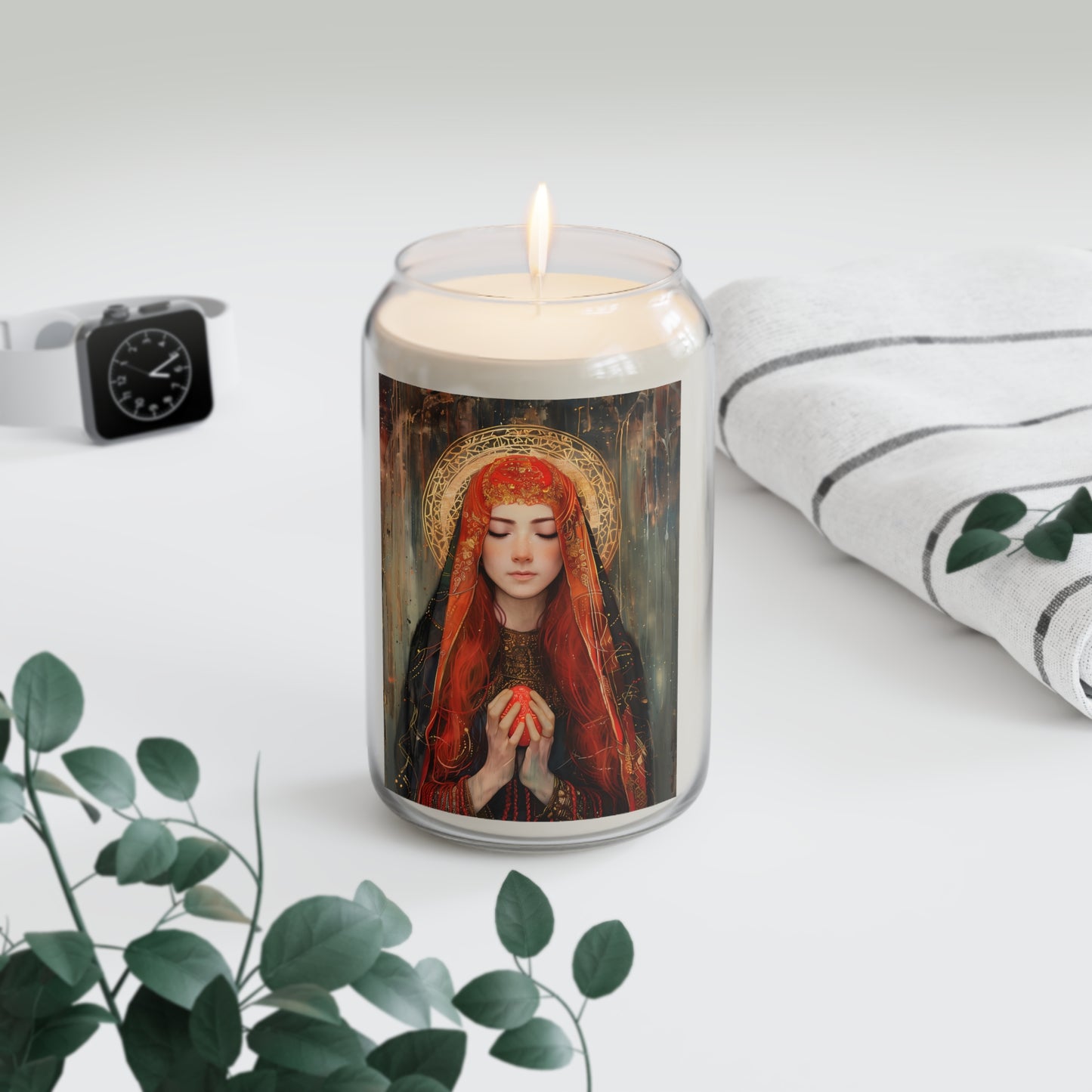 Devotion of Mary Magdalene - Saint Mary Magdalene and the Red Easter Egg - Scented Prayer Candle, 13.75oz -  Candle - Catholic Art