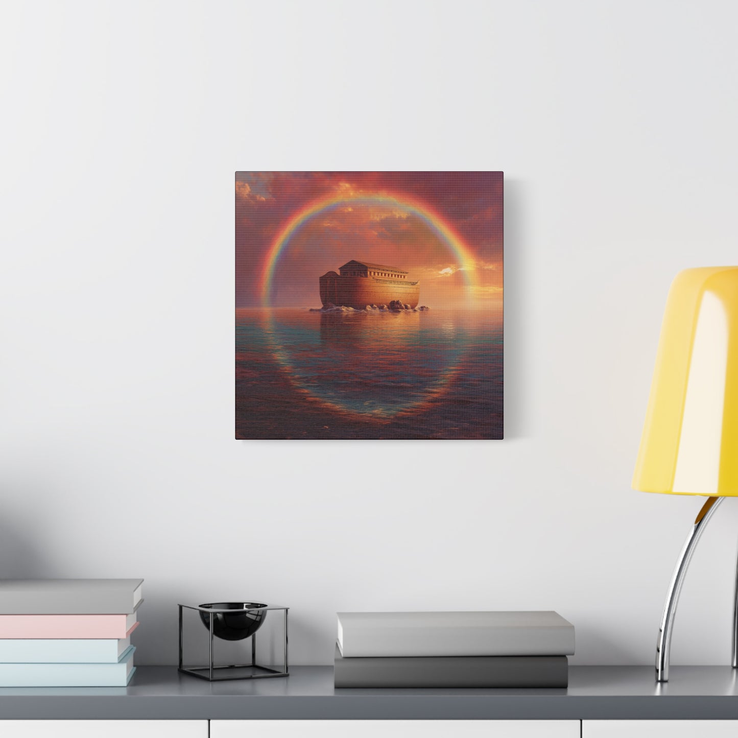 Sheltered Beneath the Covenant Sky - Noah's Ark - Gallery Wrapped Canvas - Print - Religious Art for your Home - Catholic