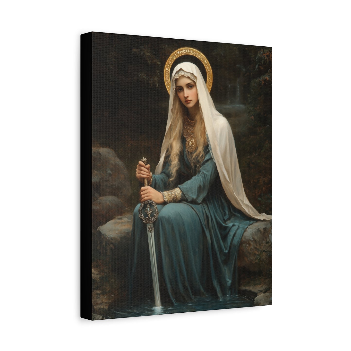 Saint Winifred - Museum Wrapped Canvas - Print - Religious Art for your Home - Christian print - Prayer Room Art - Catholic