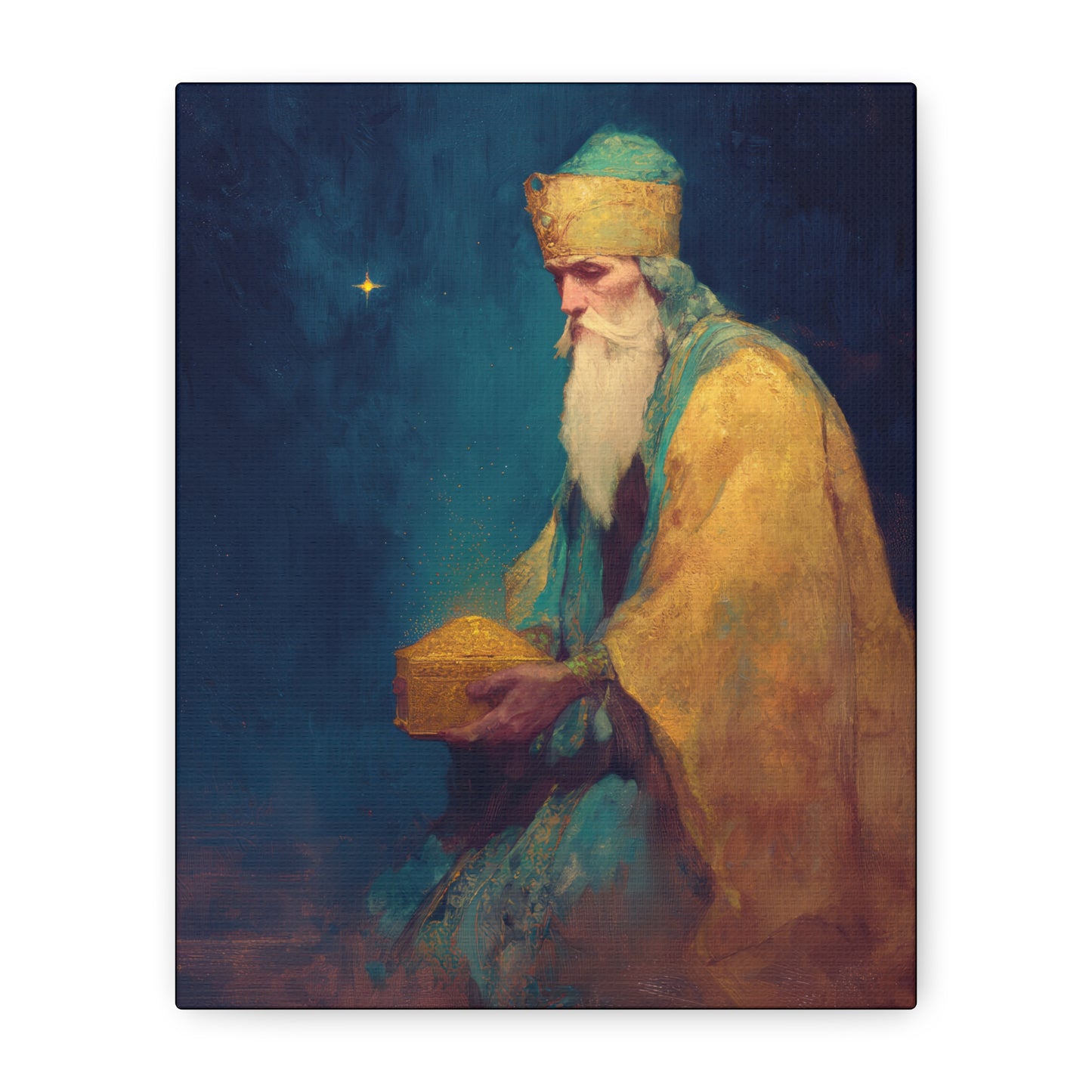 Caspar and the Offering of Worship - 3 Wise Men - Gallery Wrapped Canvas - Print - Religious Art for your Home - Catholic
