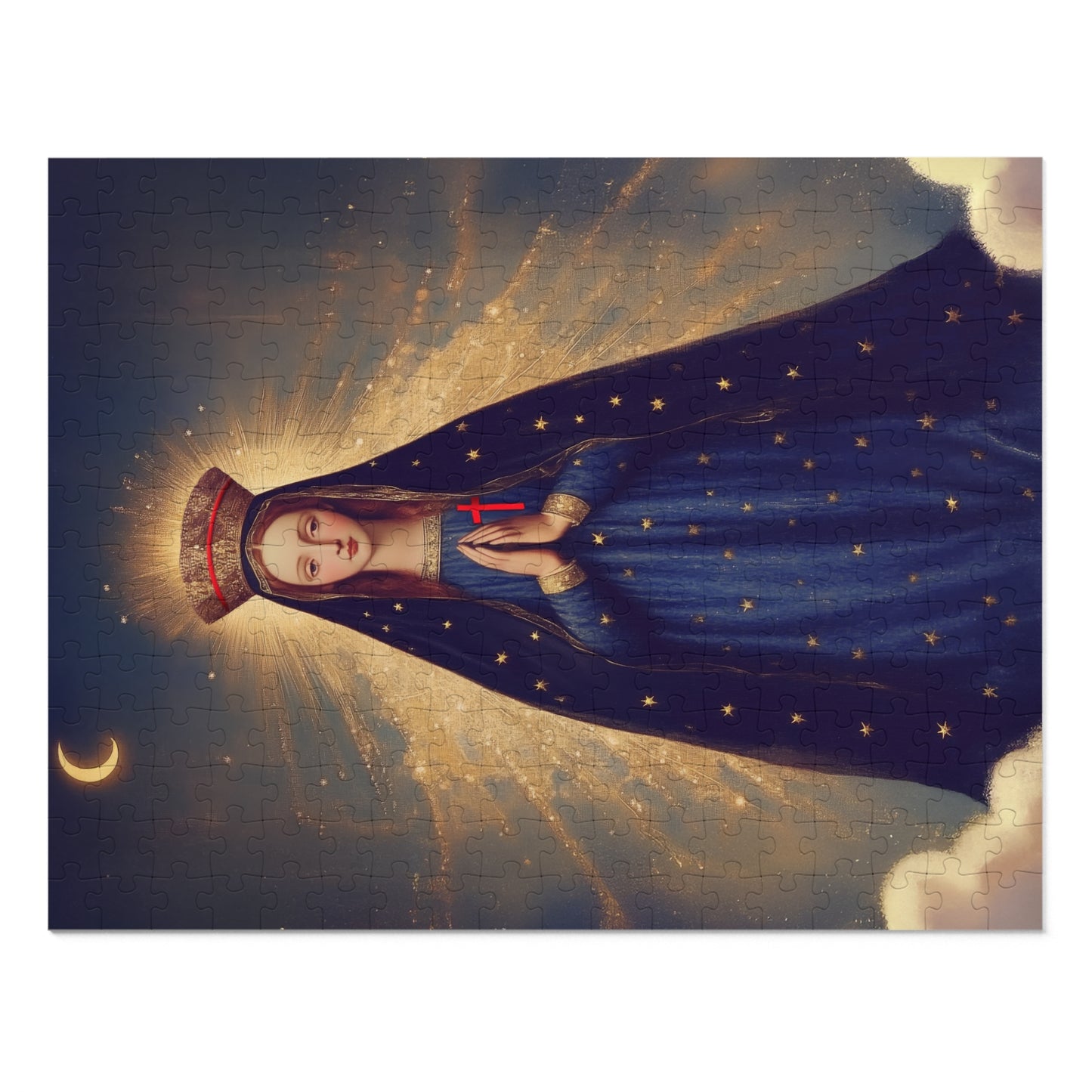 Our Lady of Pontmain - Puzzle and Tin - Religious Jigsaw Puzzle (30, 110, 252, 500,1000) - Gift Catholic Families - Mother Mary Art