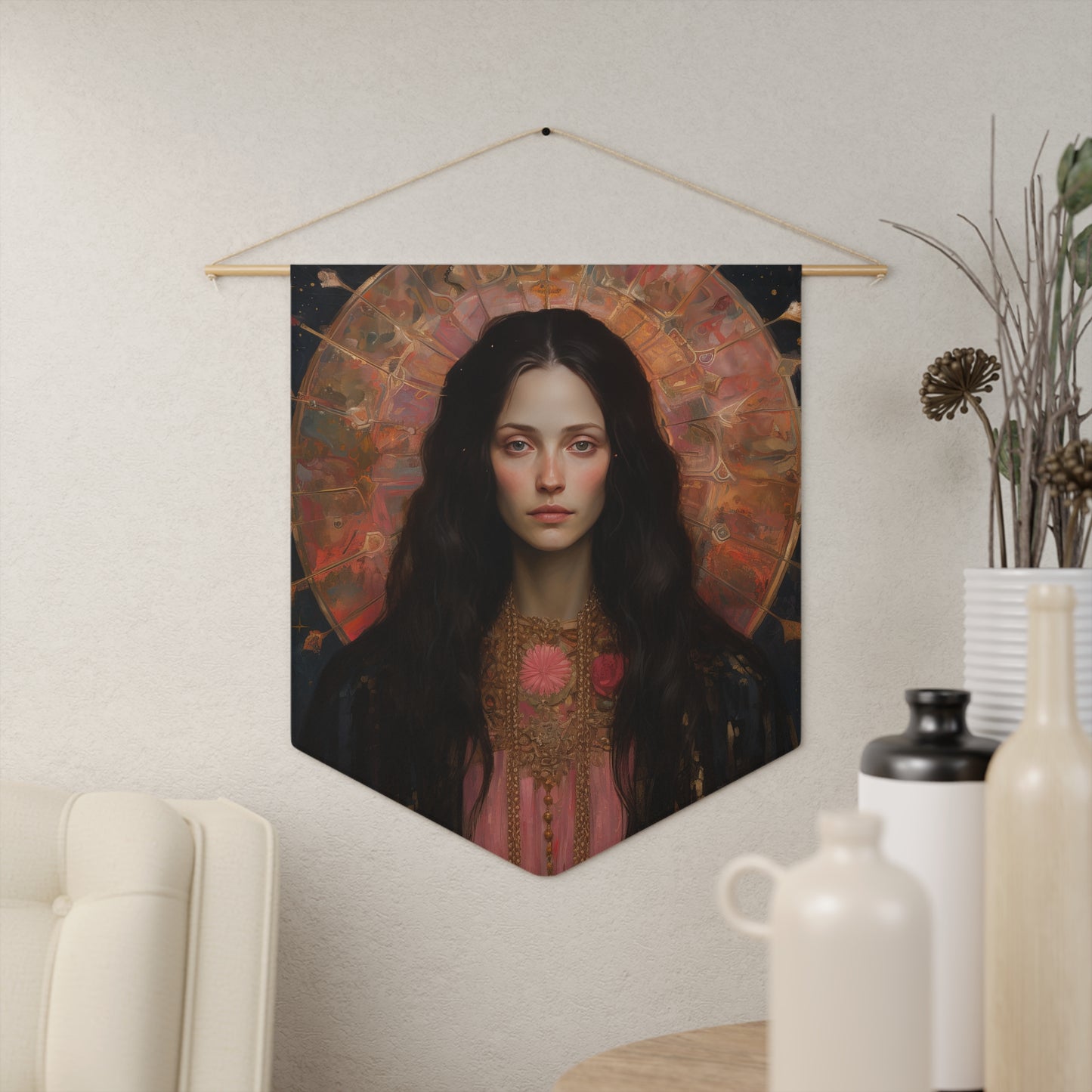 Saint Susanna Wall Banner / Wall Hanging - Prayer room art - Catholic Home Art - Large Saint Art - 18" x 21"