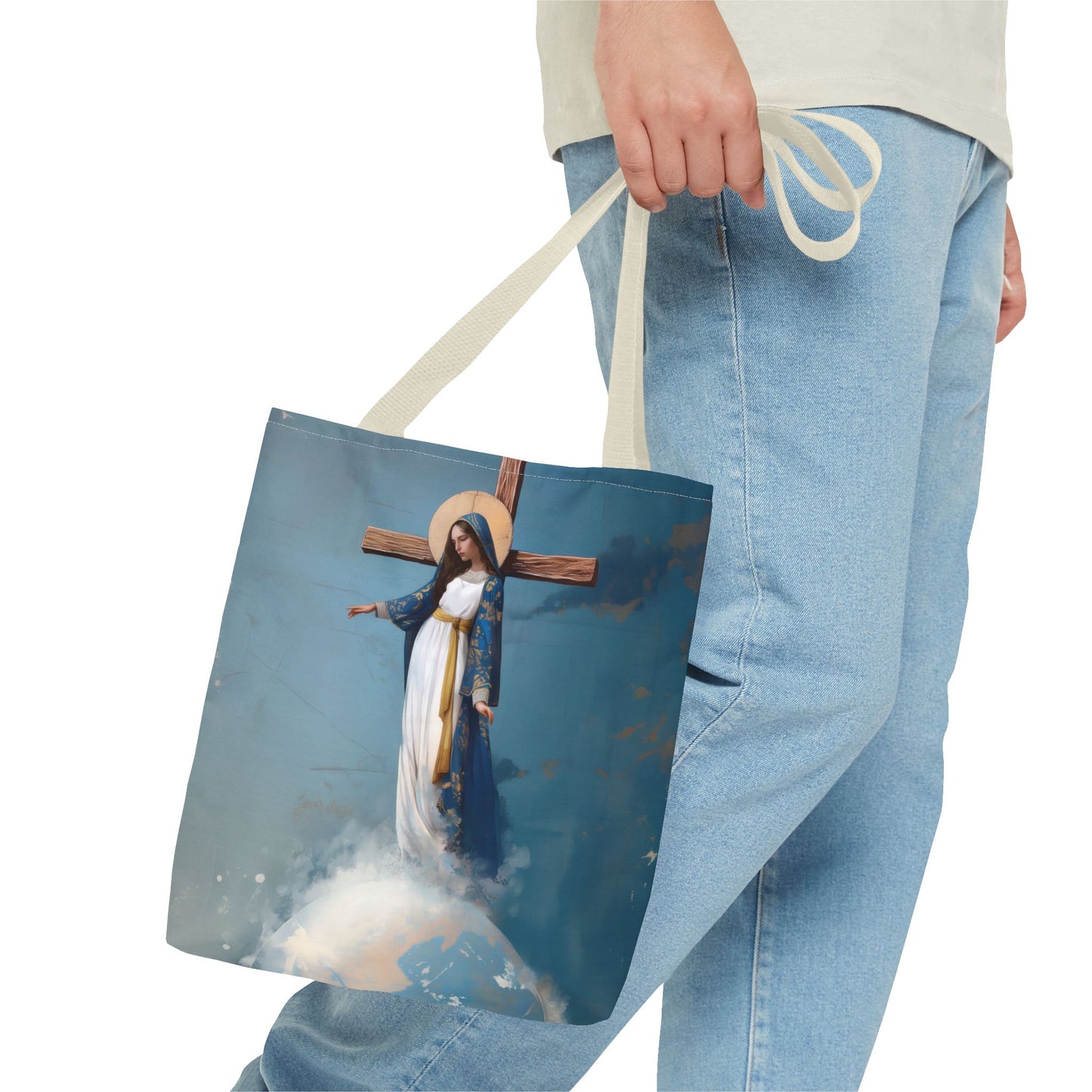 The Lady Of All Nations - Marian Devotion - Mother Mary - Tote Bag - Large Medium Small Faith Art Bag - Re-usable Tote Purse - Double Sided