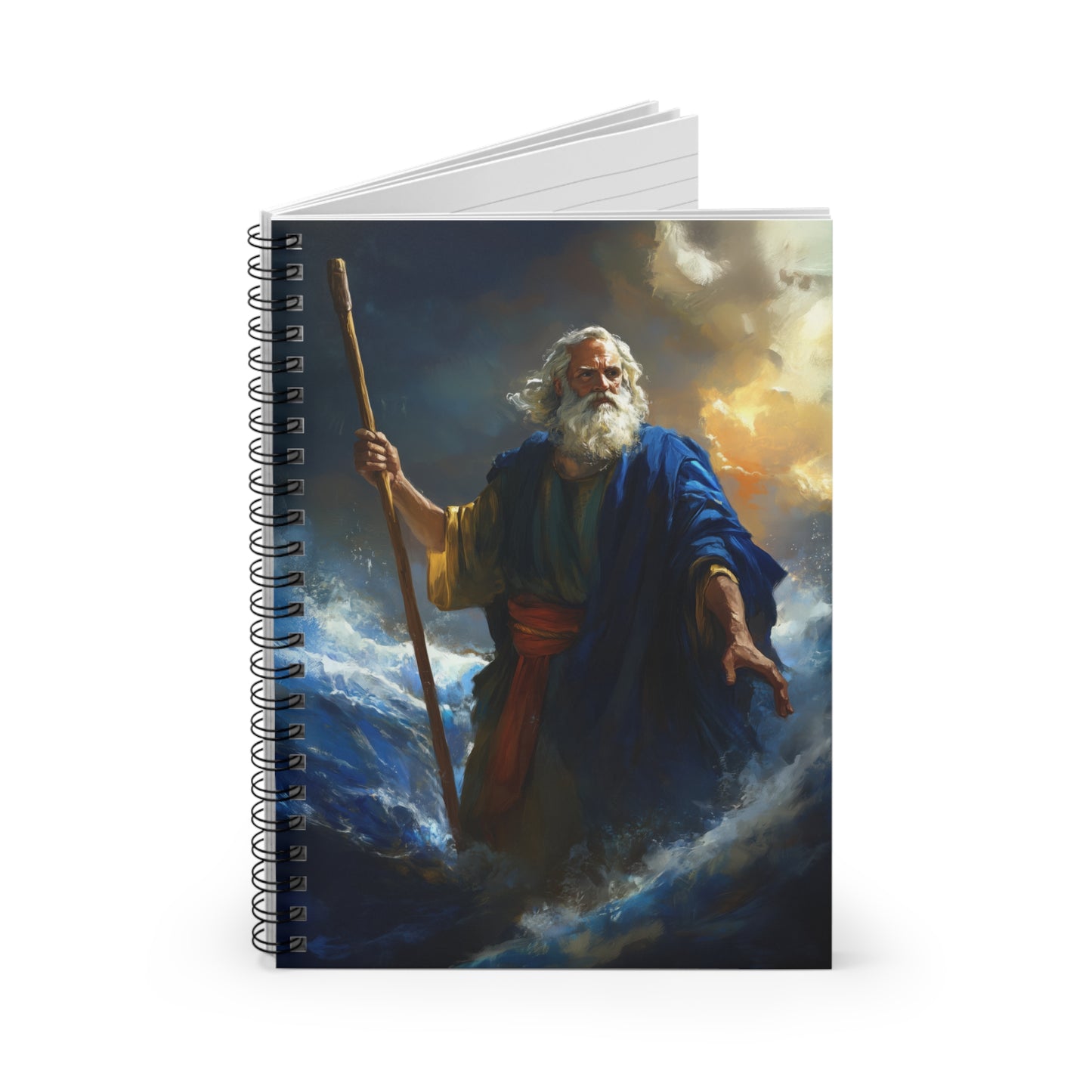Moses Before the Trembling Sea - Sanctified Souls Art - Religious Based Notebook - Spiral Notebook