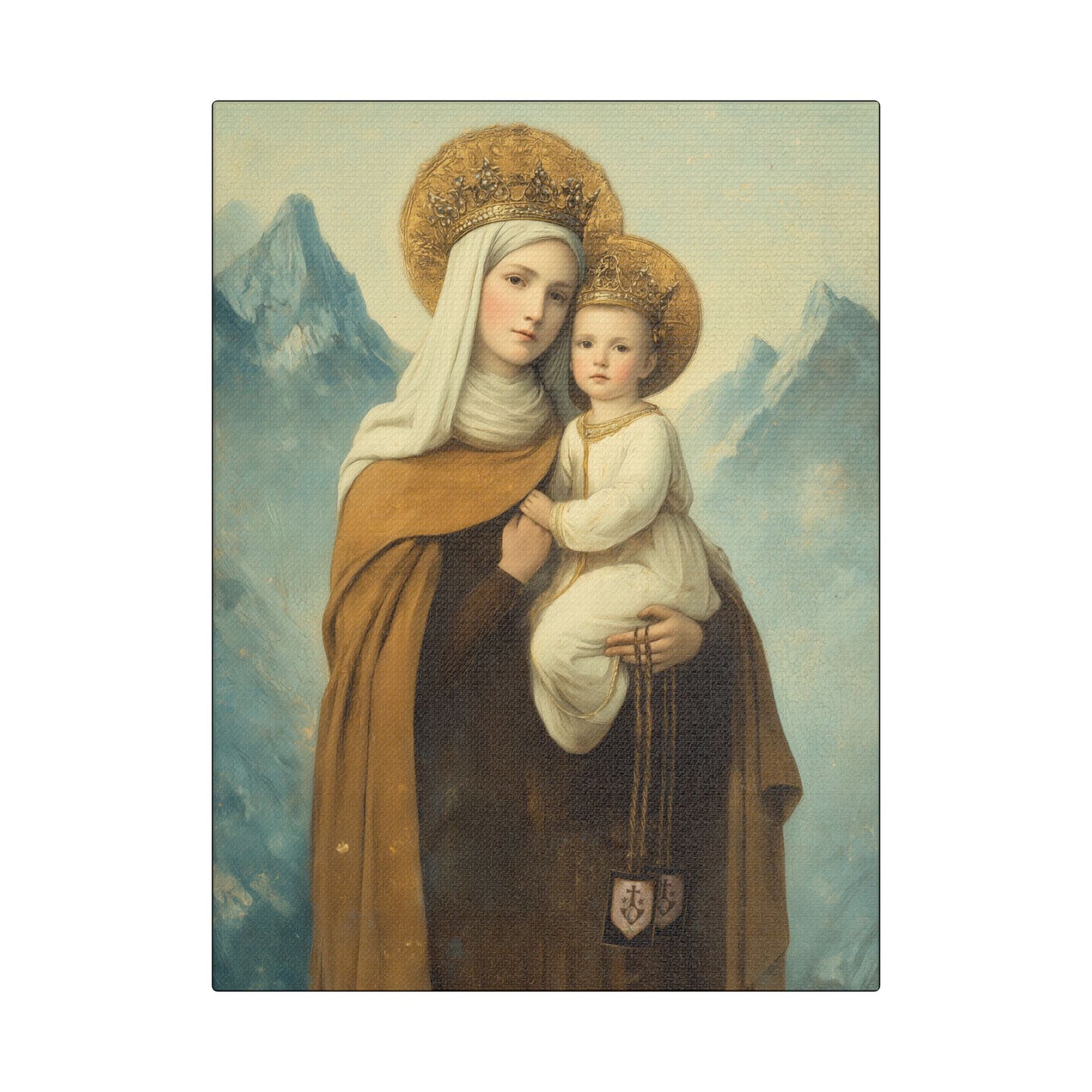 The Gift of the Scapular - Our Lady of Mount Carmel Wrapped Canvas Print - Multiple Sizes - Catholic Home art Matte Canvas, Stretched