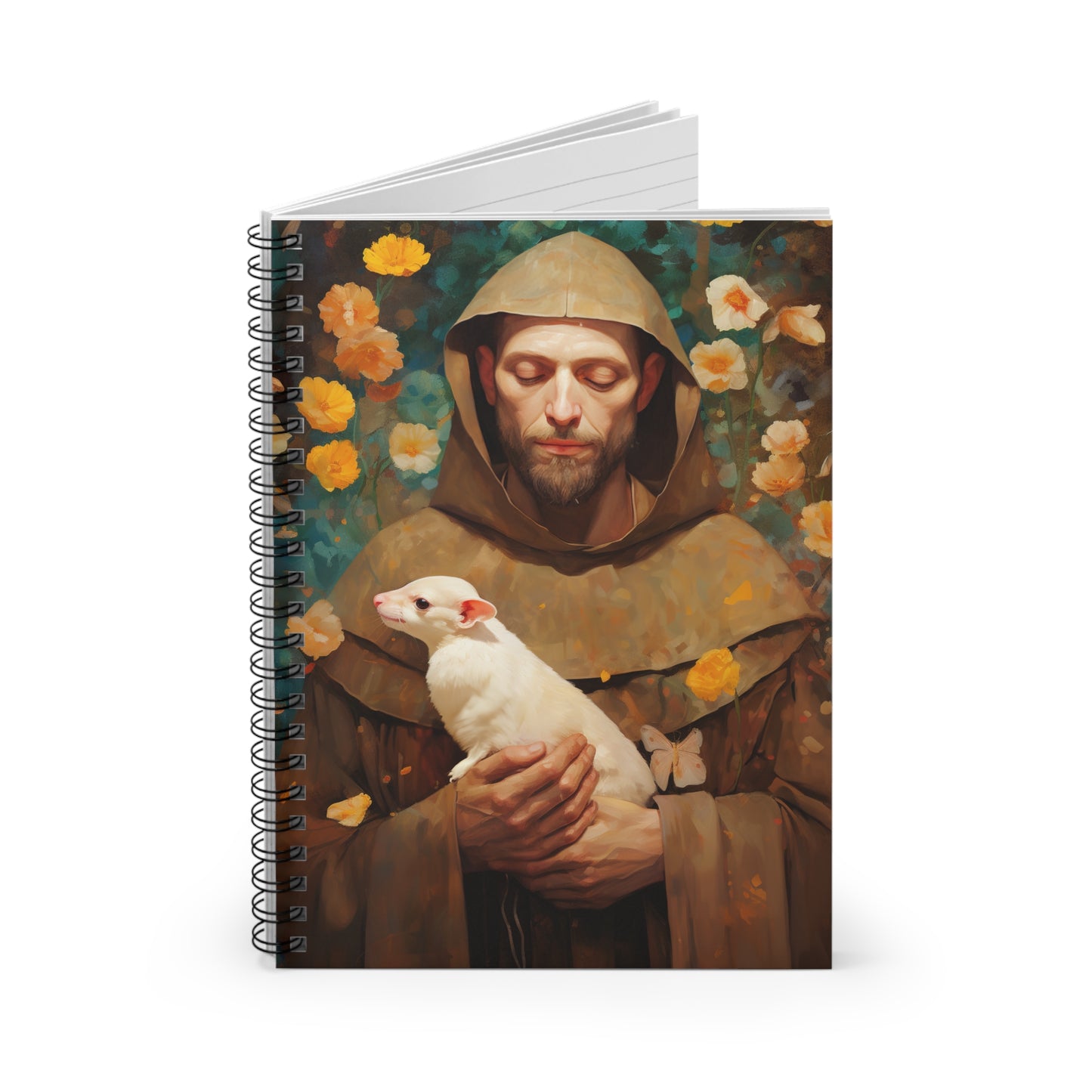Saint Francis of Assisi - Sanctified Souls Art - Religious Based Notebook - Spiral Notebook - Ruled Line