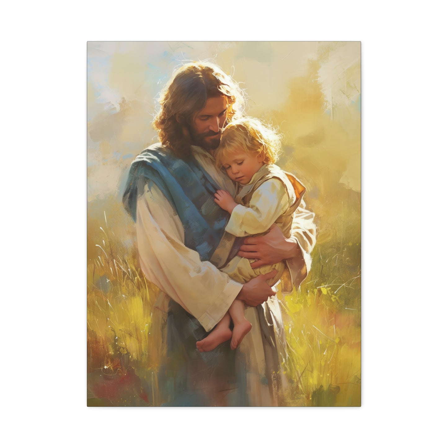 Jesus, Guardian of Innocence - Christ and Child - Museum Wrapped Canvas - Print - Religious Art for your Home - Christian art print