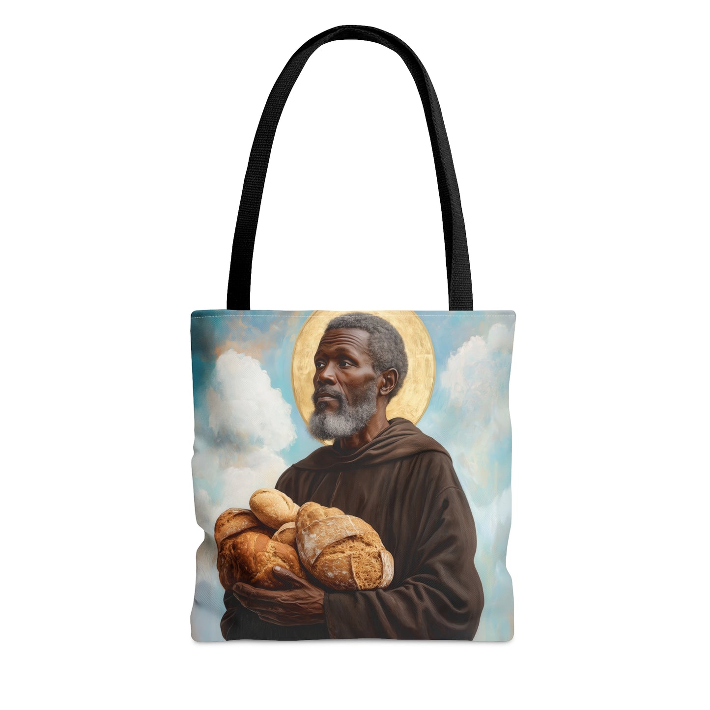 Saint Benedict the Moor Tote Bag - Large Medium Small Faith Art Bag - Catholic Faith Purse - Double Sided - Religious Art - Christ Child