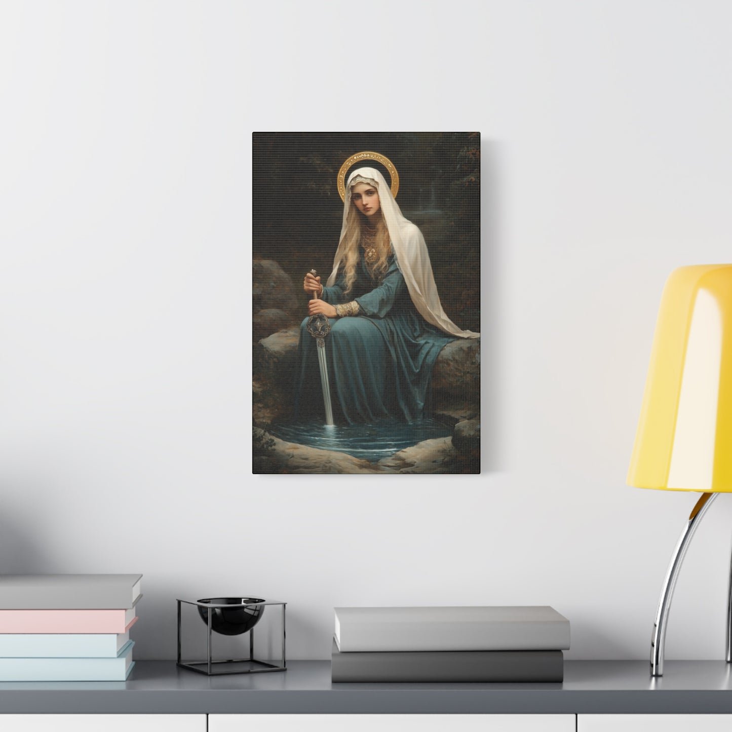 Saint Winifred - Museum Wrapped Canvas - Print - Religious Art for your Home - Christian print - Prayer Room Art - Catholic