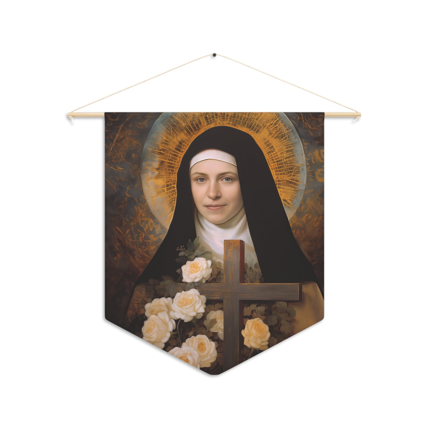 Saint Therese of Lisieux Wall Banner / Wall Hanging - Prayer room art - Catholic Home -  18" x 21"