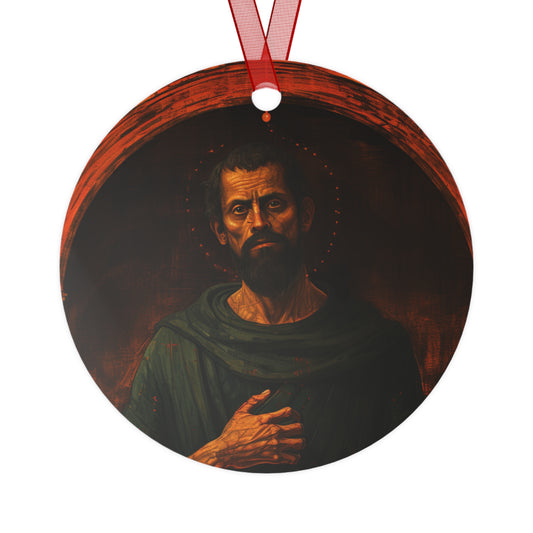 Saint Bartholomew Metal Ornament - Religious Holiday Christmas Ornament and Keepsake - Double sided - Prayer Ornament