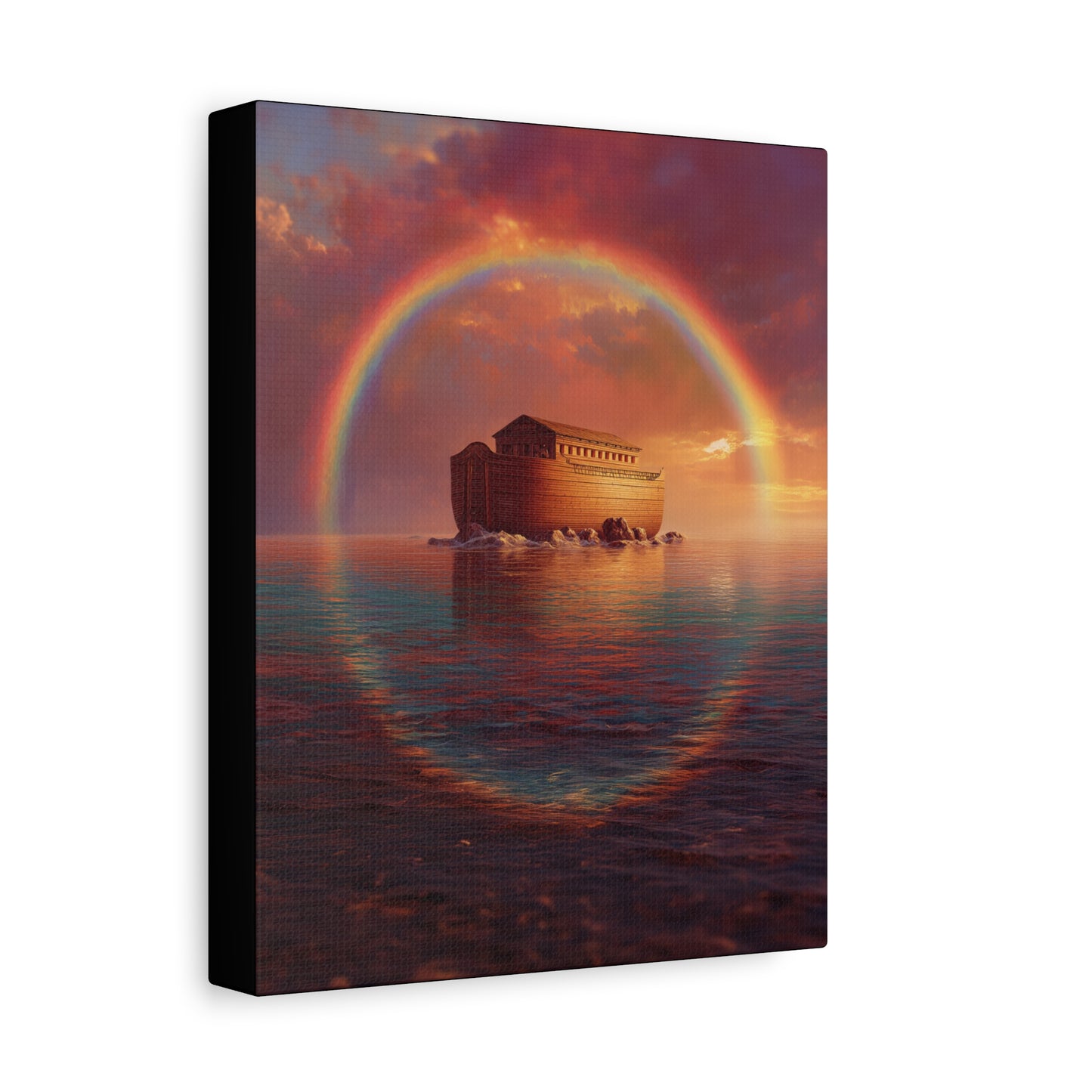 Sheltered Beneath the Covenant Sky - Noah's Ark - Gallery Wrapped Canvas - Print - Religious Art for your Home - Catholic