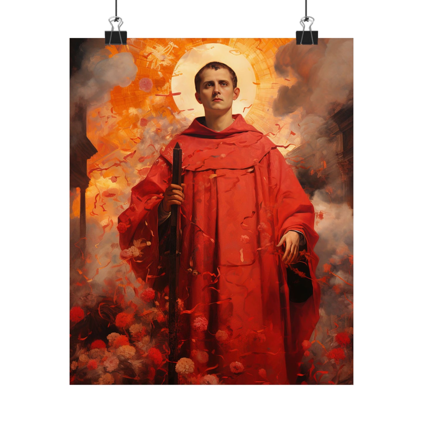 Saint Lawrence Deacon and Martyr  - Sanctified Souls Print - Multiple Sizes - Premium Matte Vertical Posters
