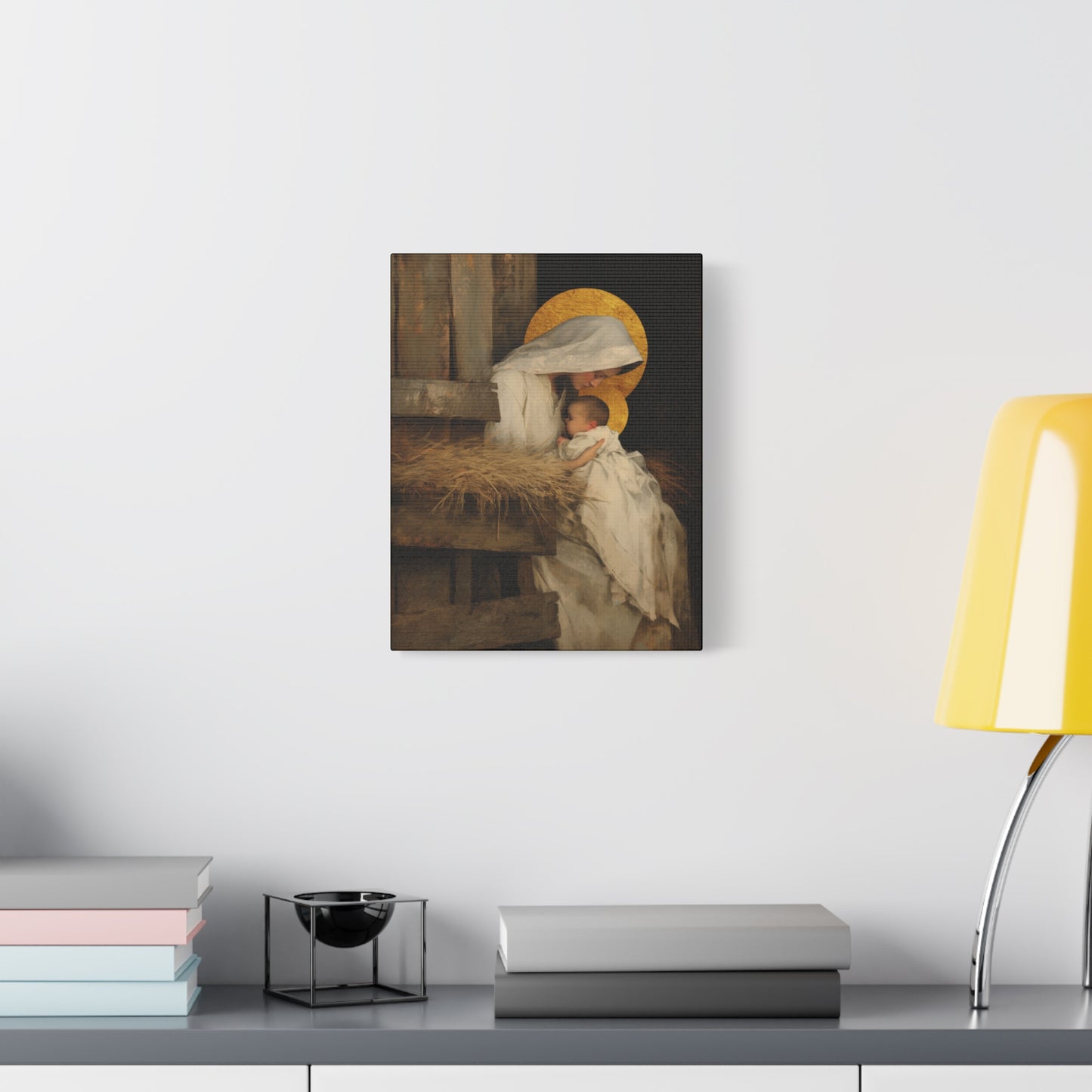 Our Lady of the Manger - Mother Mary and the Christ Child - Gallery Wrapped Canvas - Print - Religious Art for your Home - Catholic