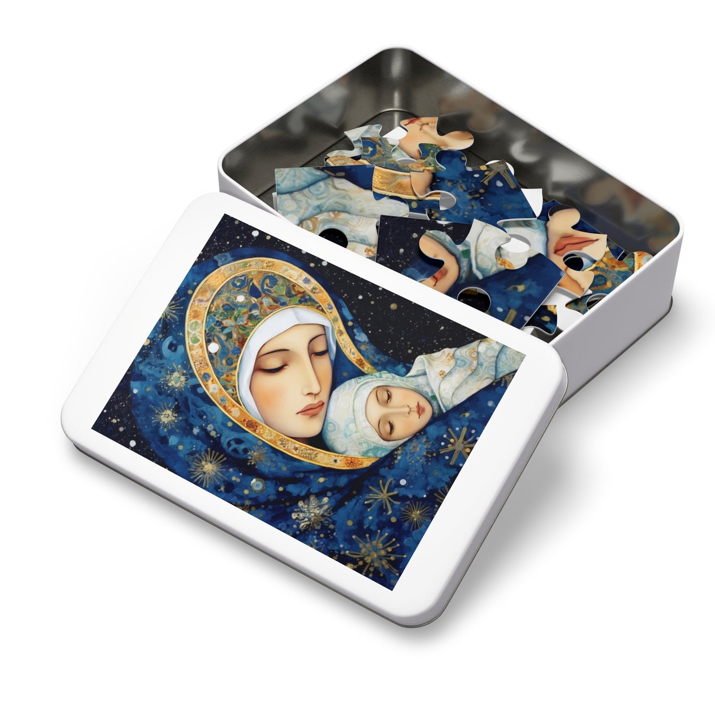 Snowfalls Embrace - Our Lady of the Snows - Puzzle and Keepsake Tin - Jigsaw Puzzle (30, 110, 252, 500,1000-Piece) - Religious Puzzle