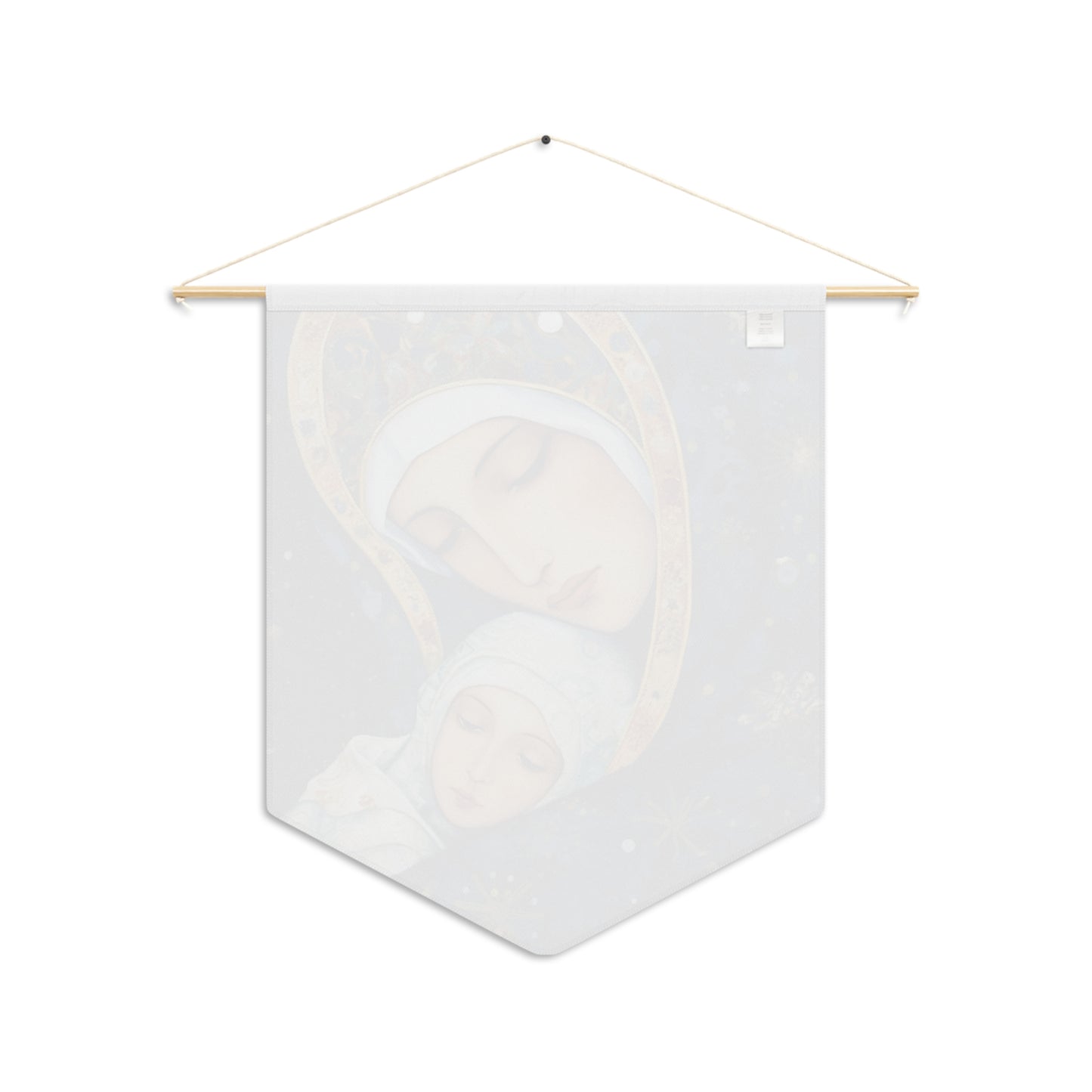 Snowfall's Embrace Wall Banner / Wall Hanging - Our Lady of the Snows - Catholic Home Art - Saint Art for your home - 18" x 21"
