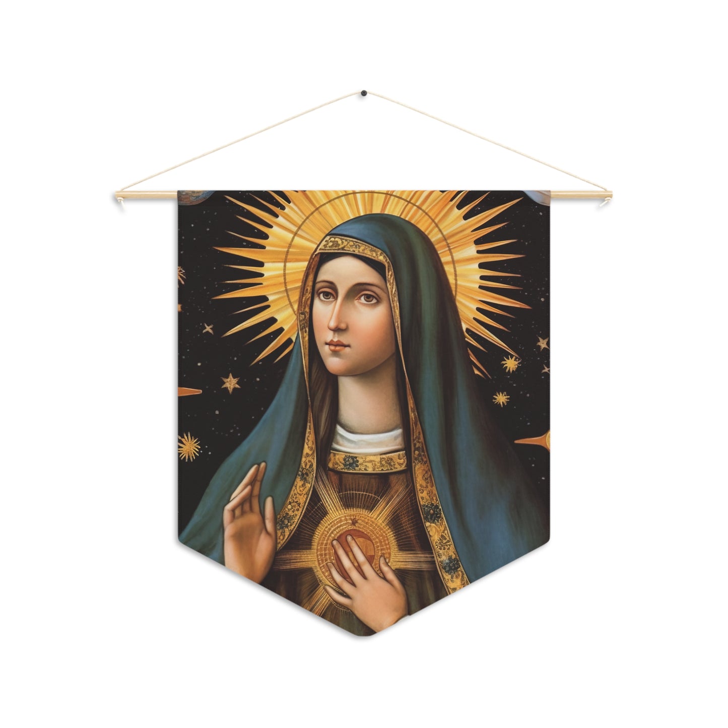 Saint Clare of Assisi Wall Banner / Wall Hanging - Catholic Home Art - Large Saint Art for your home - 18" x 21"