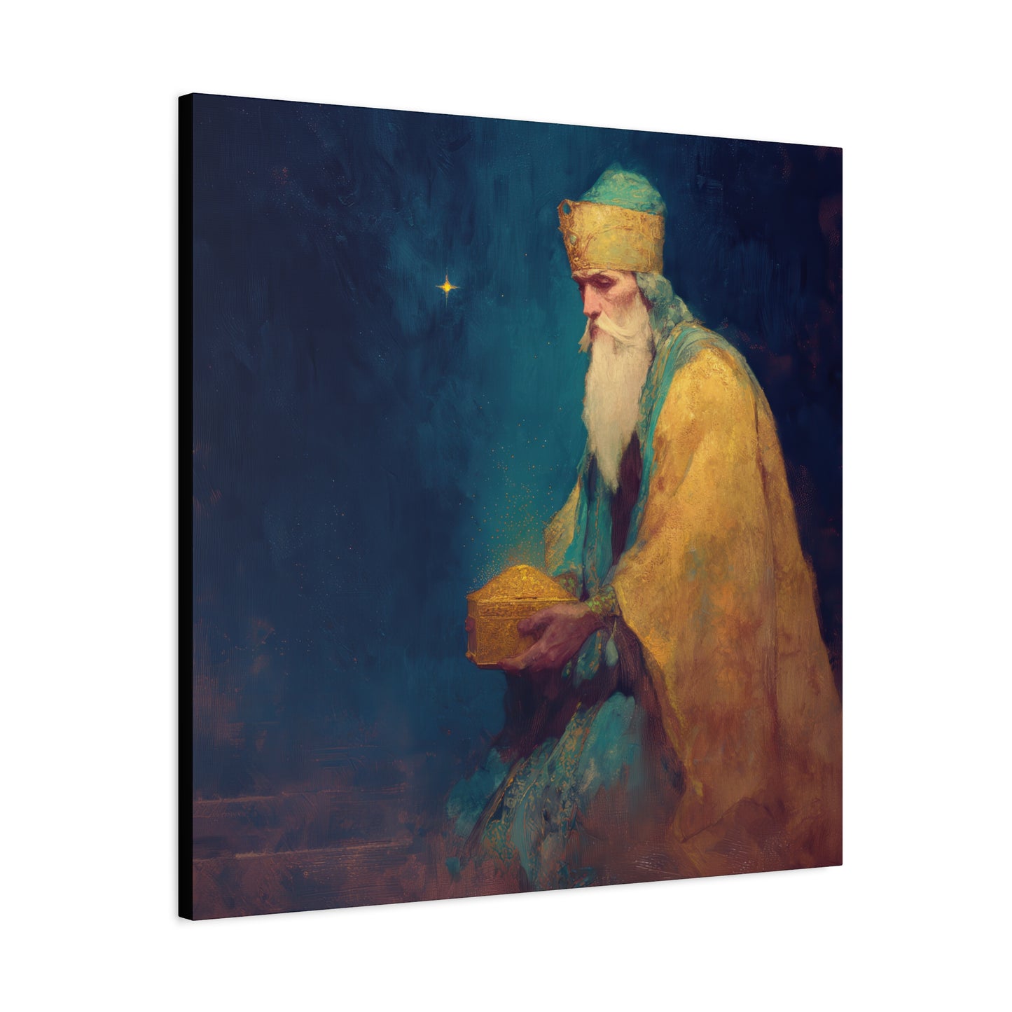 Caspar and the Offering of Worship - 3 Wise Men - Gallery Wrapped Canvas - Print - Religious Art for your Home - Catholic