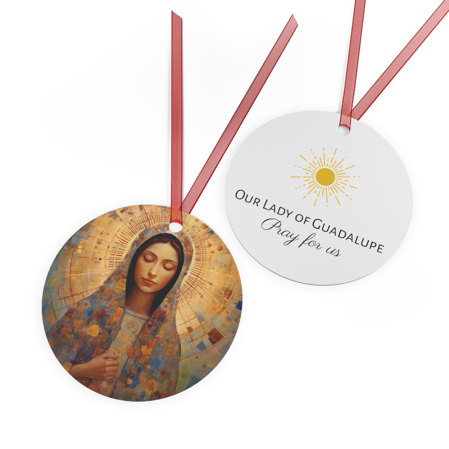 The Virgin of the Americas : Our Lady of Guadalupe Metal Ornament - Religious Holiday Christmas Ornament and Keepsake - Double sided