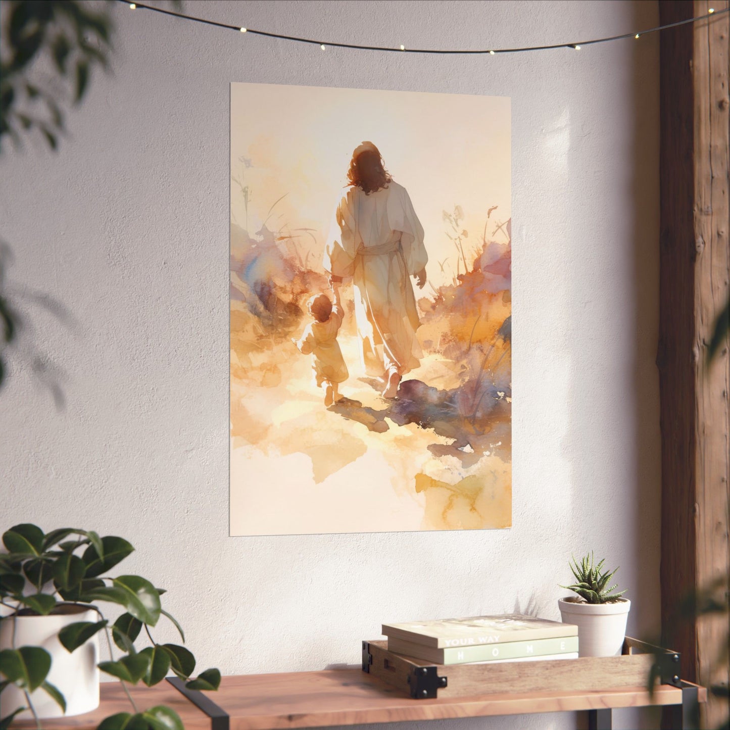 Jesus Guiding a Child in Faith - Christ and Child Poster Print - Sanctified Souls Print - Catholic Art - Christian painting