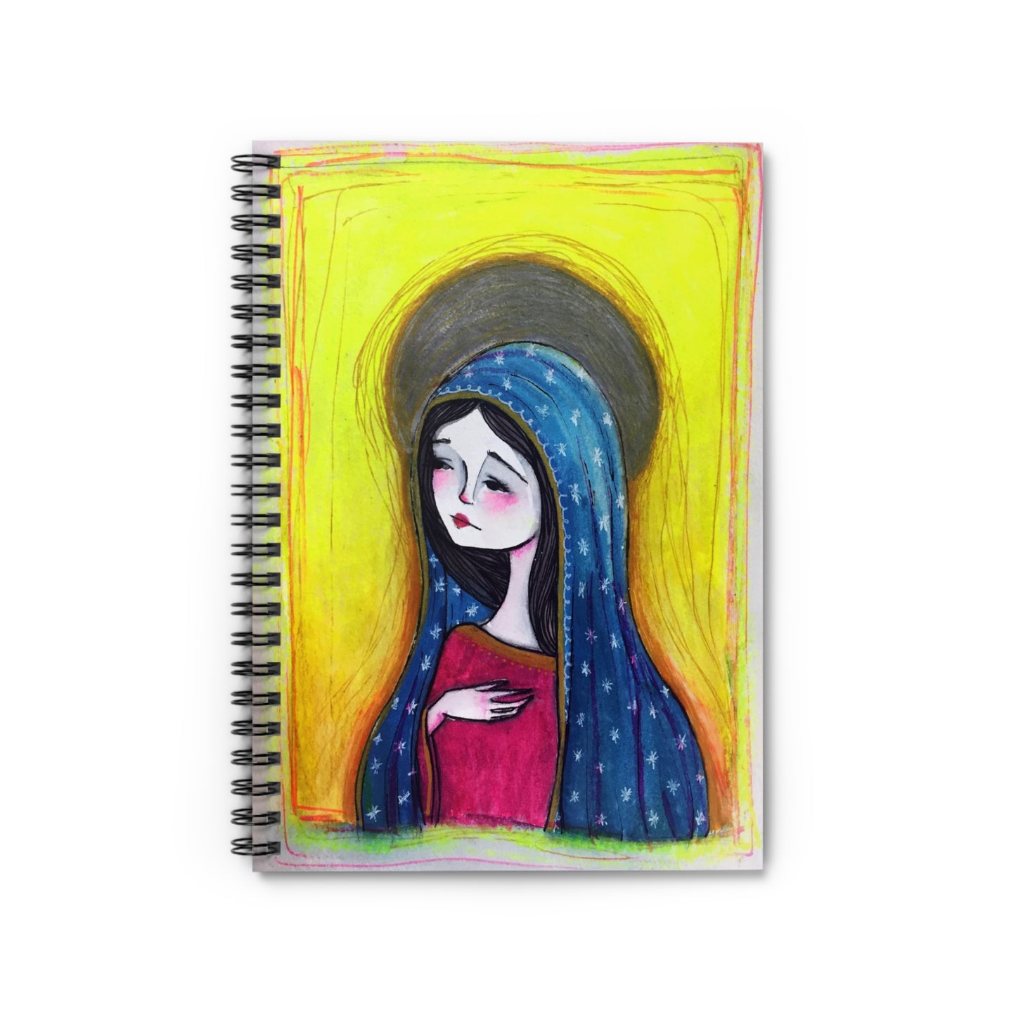 Our Lady of Guadalupe Lined Journal - Hand-Drawn Catholic Art - Spiral Notebook | Marian Devotion Prayer Journal | Religious Journal