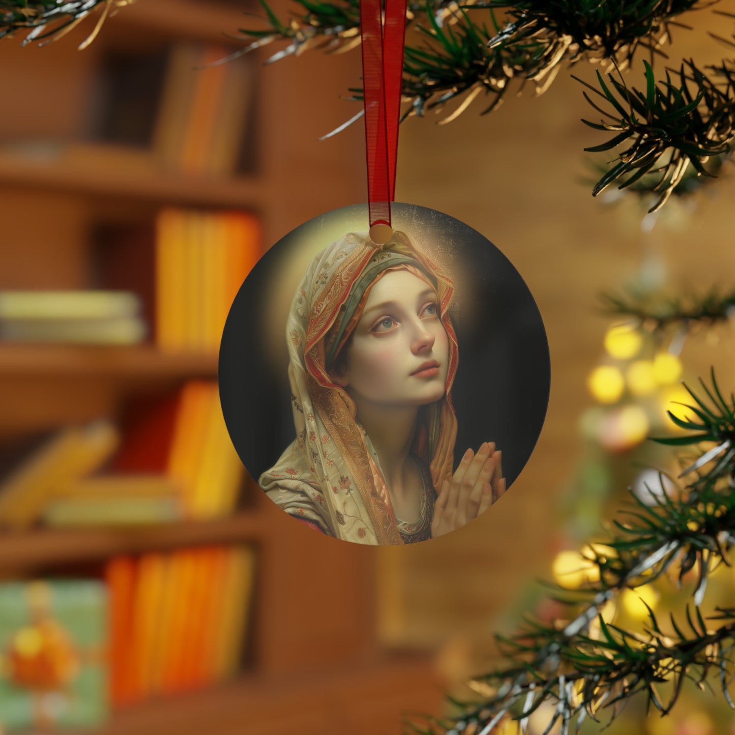 Saint Regina Metal Ornament - Religious Holiday Christmas Keepsake - Religious Catholic Tree Ornament - Holiday Art Piece