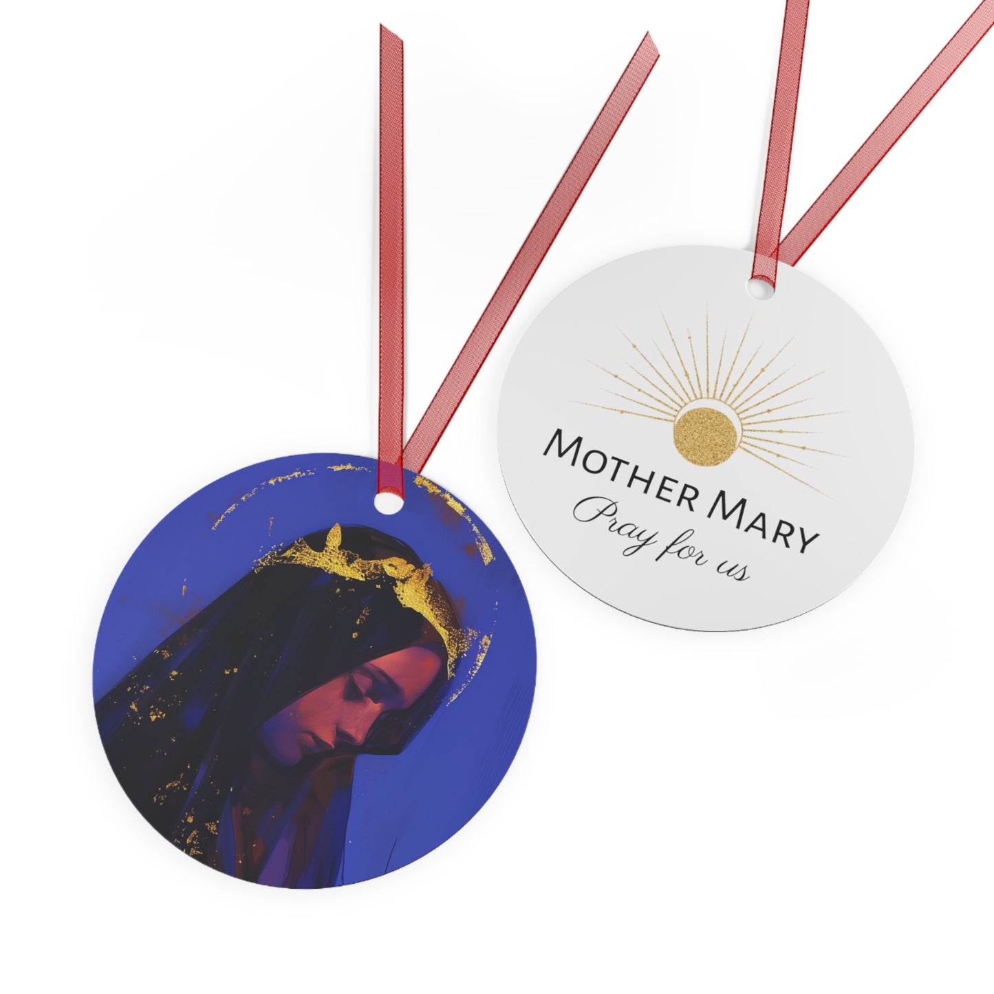 Mary, Mother of God - Queen of Heaven and Earth Metal Ornament - Religious Holiday Christmas Ornament and Keepsake - Catholic Keepsake