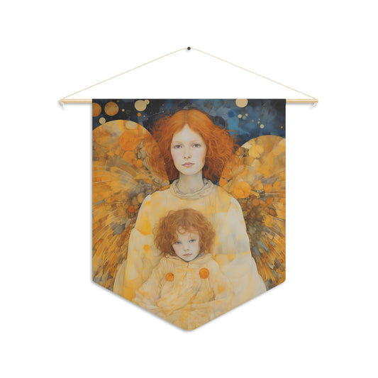 A Guardian's Devotion Wall Banner / Wall Hanging - Prayer room art - Guardian Angel Art - Large Print - 18" x 21"