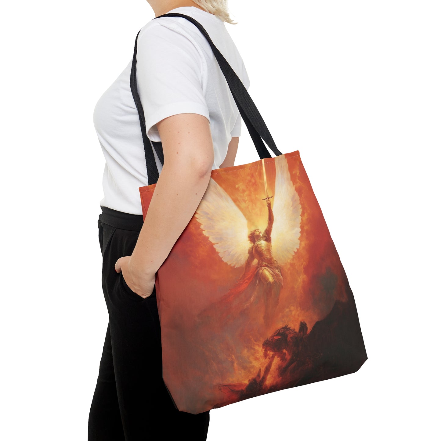 Saint Michael the Archangel - Tote Bag - Large Medium Small Faith Art Bag - Bible Study Faith Purse - Double Sided