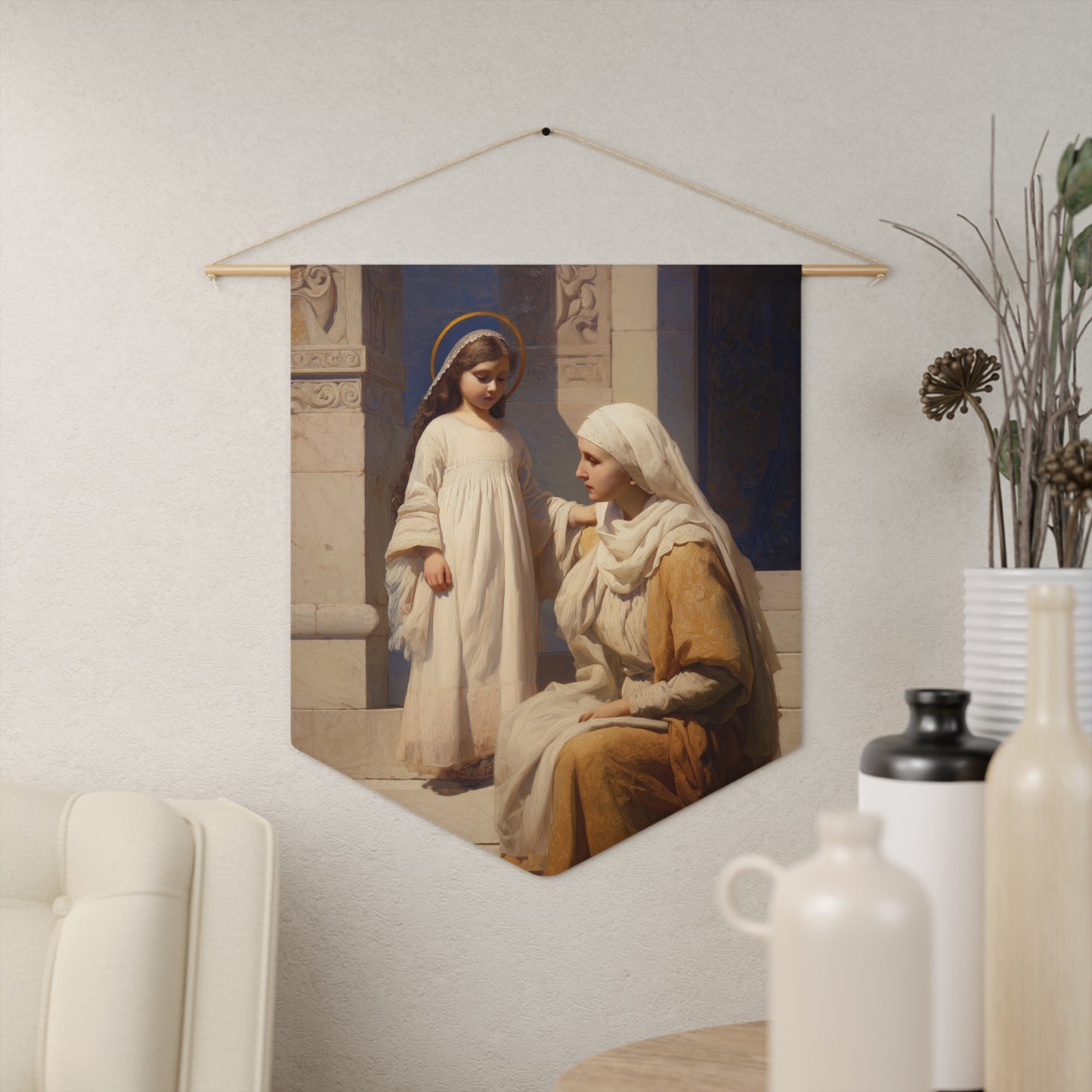 The Feast of the Presentation of the Blessed Mary - Pennant / Banner / Wall Hanging - Prayer room art - Catholic Home - 18" x 21"