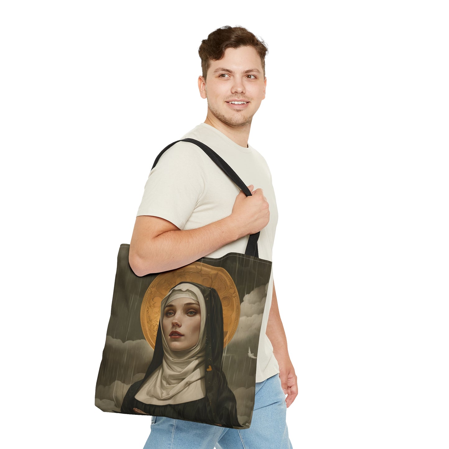 Saint Scholastica Tote Bag - Purse - Three sizes - Large Medium Small Faith Art Bag - Catholic faith carry-all purse - Double Sided