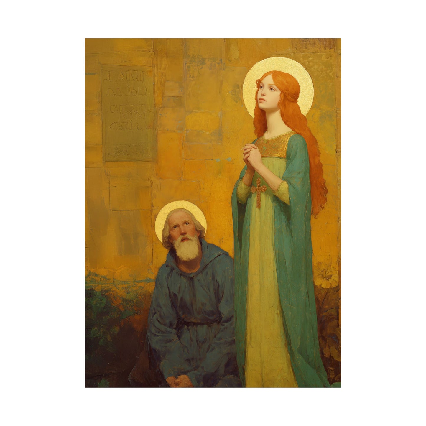 Saints Justina and Cyprian -  Catholic Art - Multiple Sizes - Premium Posters - Catholic Art - Christian Home - Catholic Saint Art