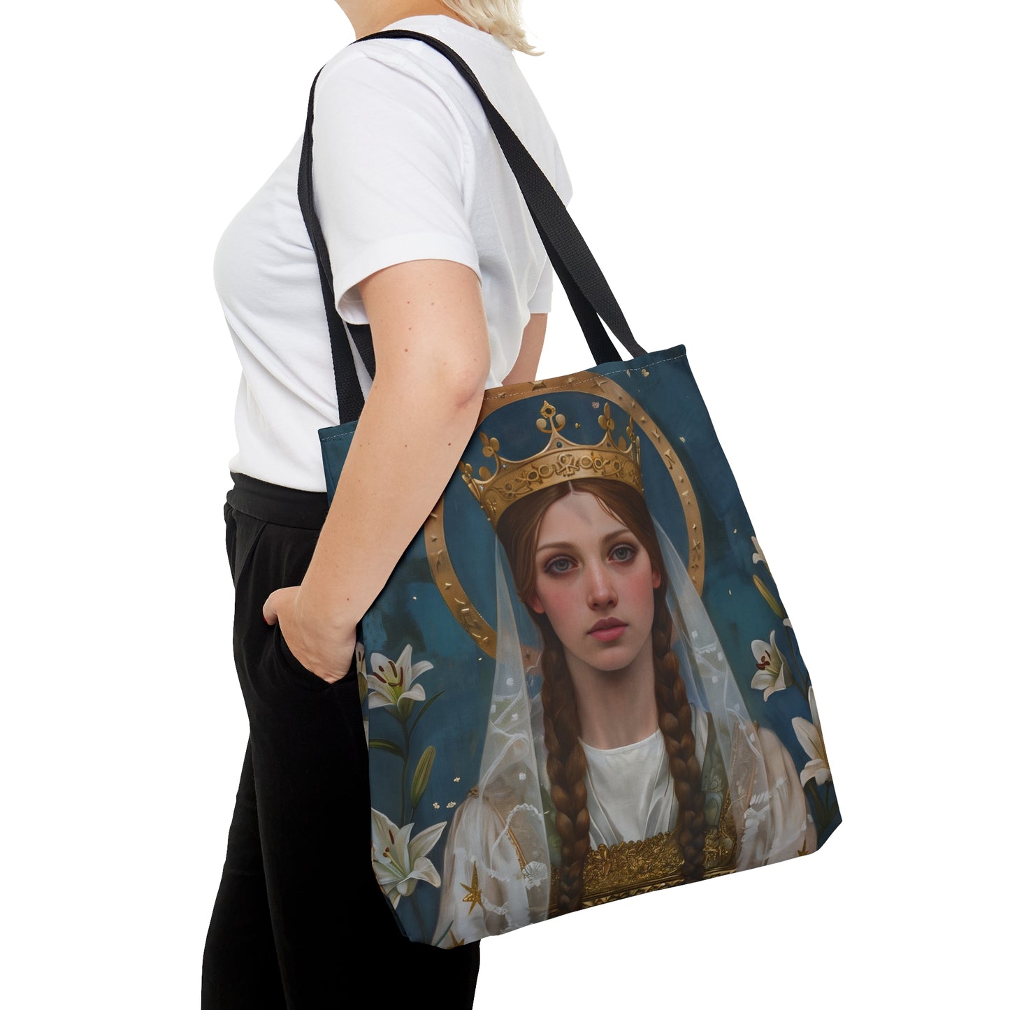 Saint Isabel of France Tote Bag - Three sizes - Large Medium Small Faith Art Bag - Catholic purse - Double Sided - Patron Saint Art