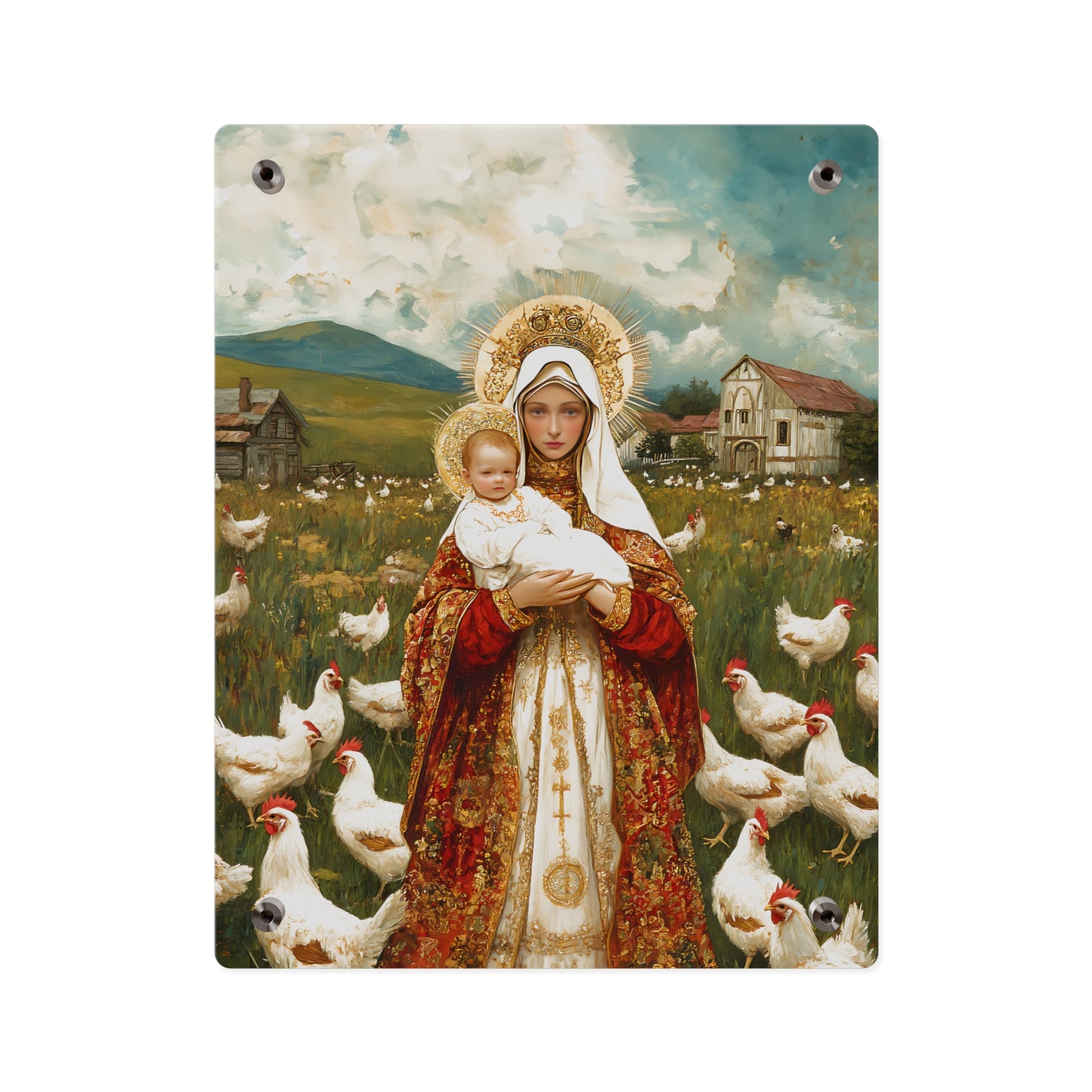 Our Lady of the Hens Acrylic Wall Art Panel - Ready to Hang Acrylic Print - Catholic Saint Art