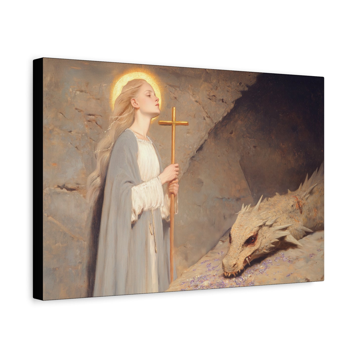 Saint Margaret of Antioch -  Museum Wrapped Canvas - Sanctified Souls Print - Religious Art for your Home - Catholic Patron Saint Art