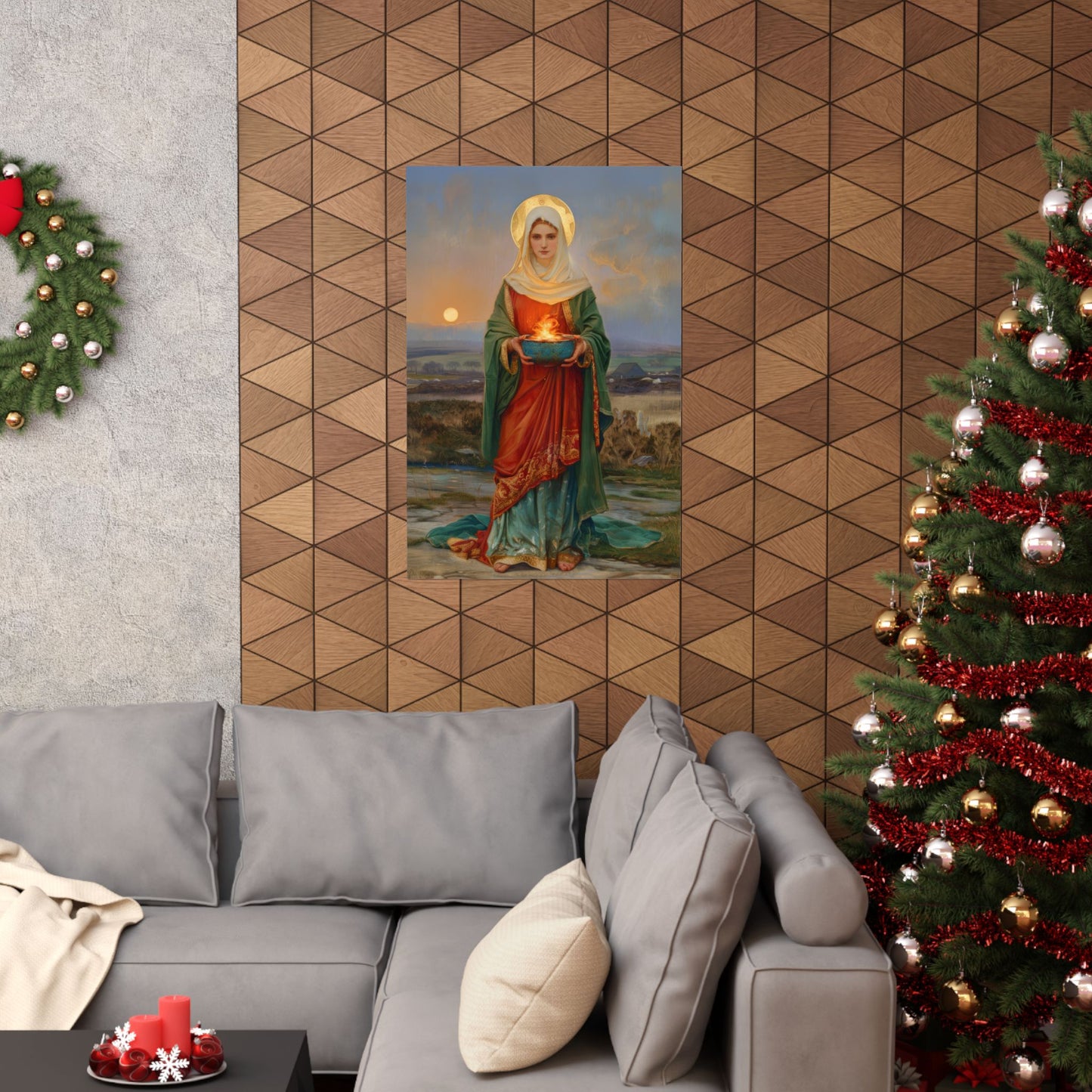 Saint Brigid of Ireland / Kildare - Sanctified Souls Print - Multiple Sizes - Premium Posters - Catholic Art - Christian Home Decor Artwork